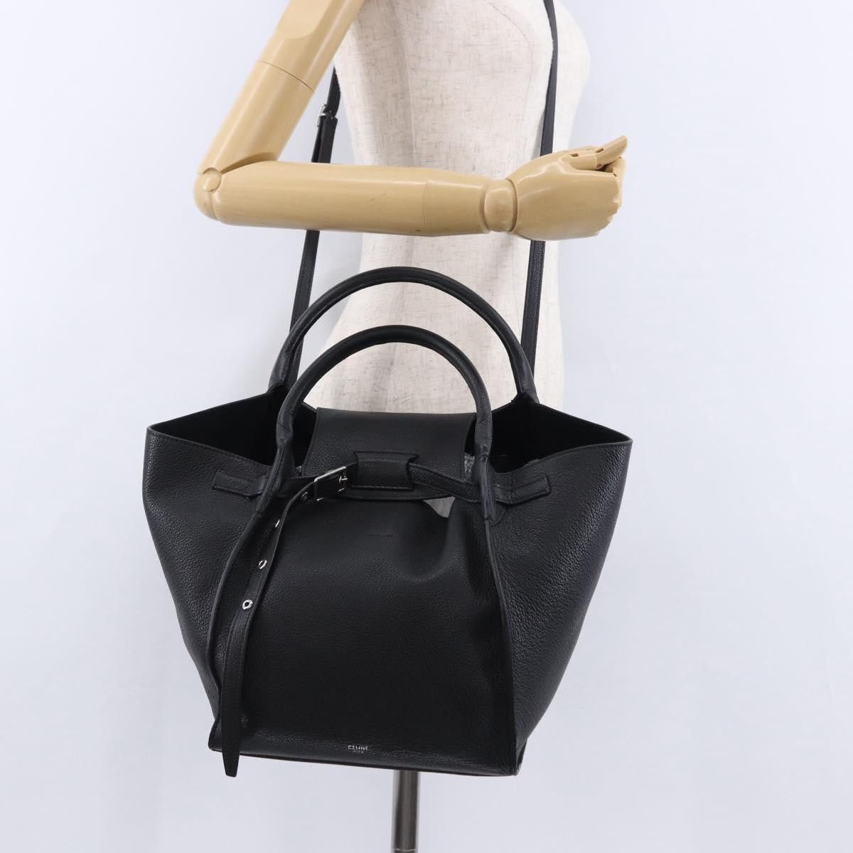 Celine CELINE Big Bag Small Leather 2way Black Silver Auth 193536V Size ONE SIZE - 23 Thumbnail