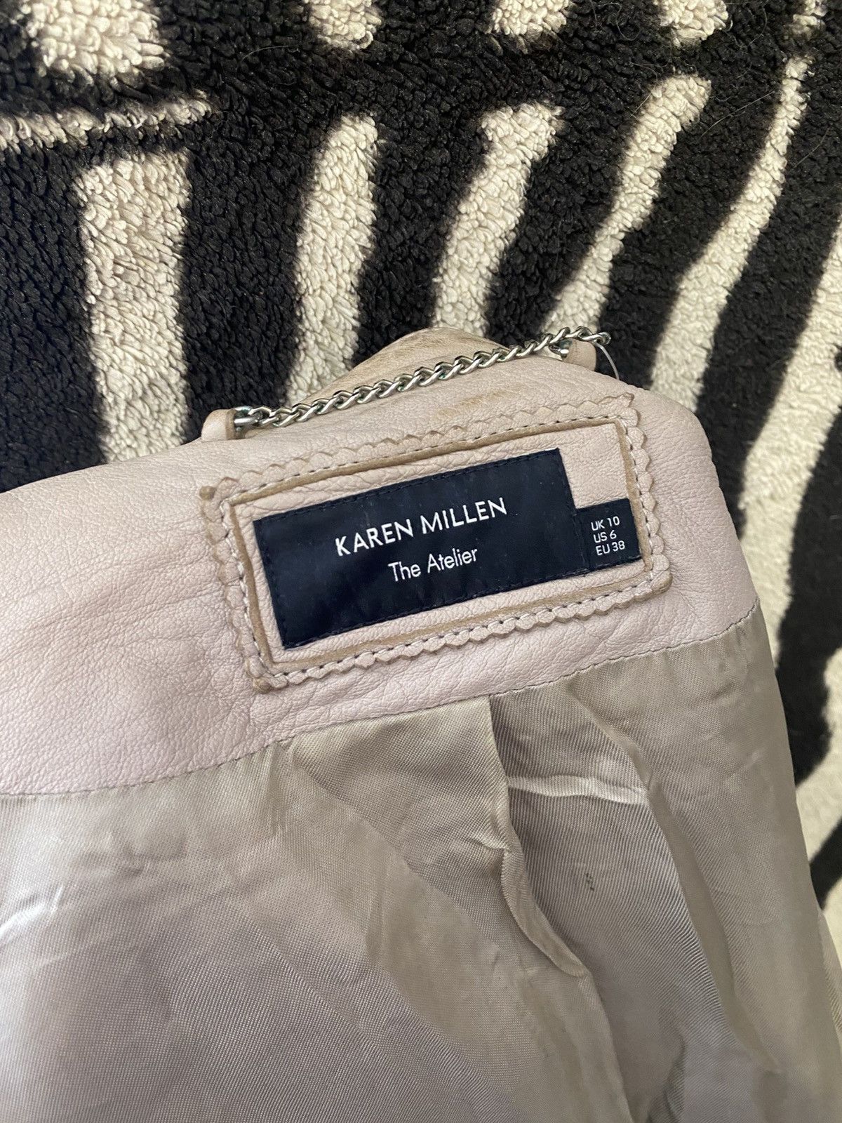 Karen Millen White cream slim viscose leather jacket Size S / US 4 / IT 40 - 7 Thumbnail
