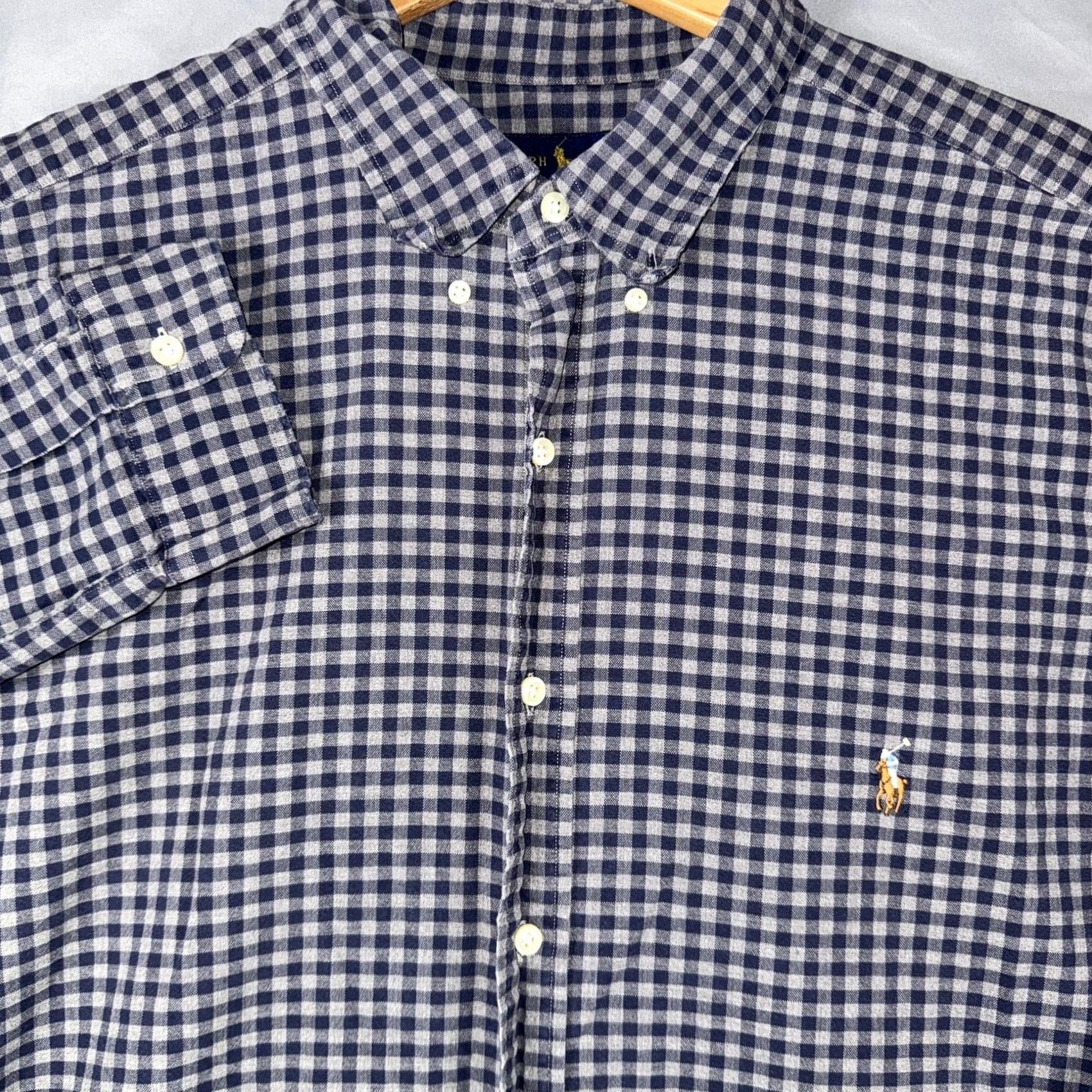 Ralph Lauren Ralph Lauren Shirt Men 2XLT Blue Gingham Button-Down Long Sleeve Casual Stay Relaxed Fit Big & Tall Size US XXL / EU 58 / 5 - 7 Thumbnail