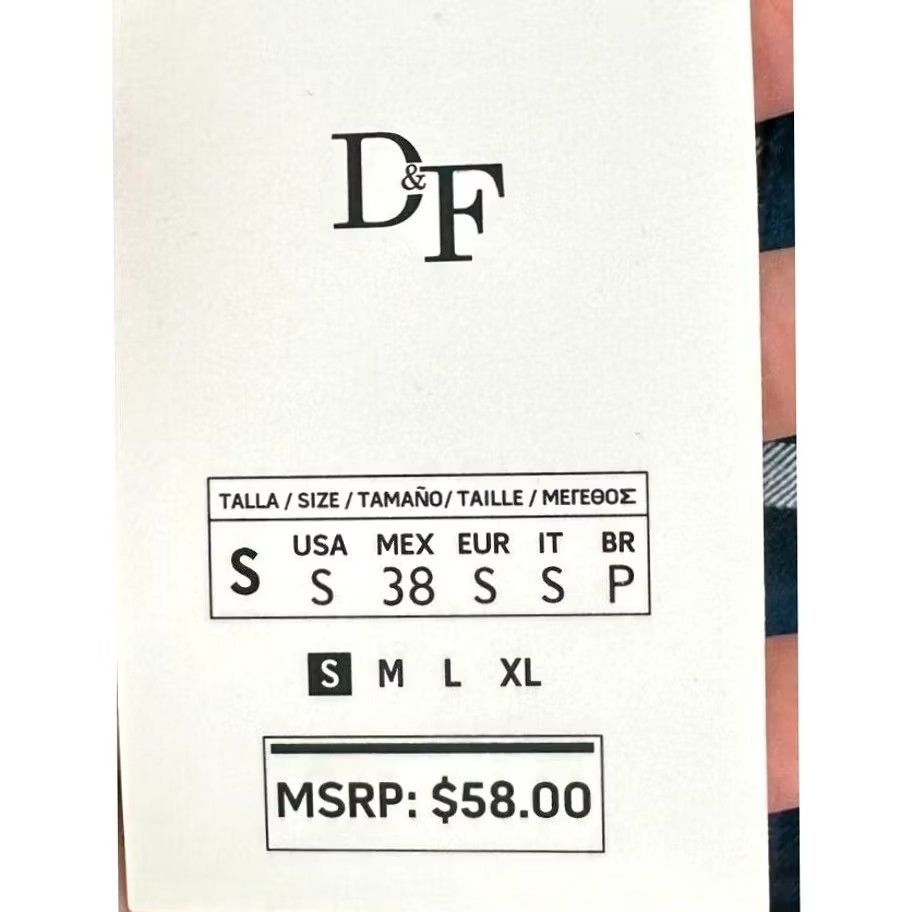 Denime DENIM & FLOWER Plaid Flannel Shirt Mens Small 38 Blue Button-Up Long Sleeve Casual Comfort Breathable Pockets Cotton Size US S / EU 44-46 / 1 - 7 Thumbnail