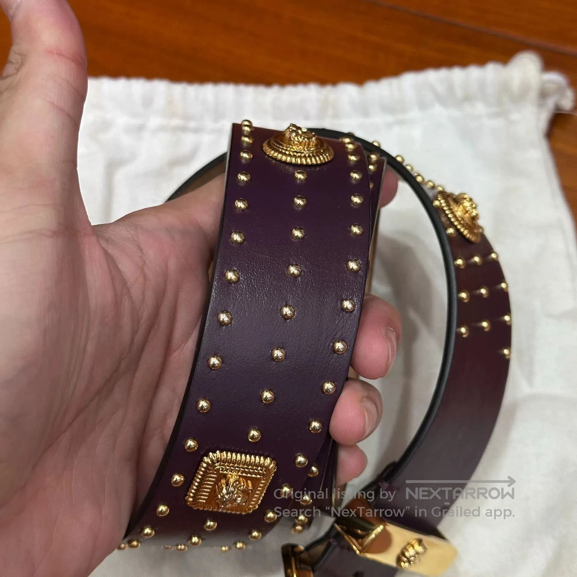 Versace Versace Medusa Studded Belt in Purple. Size ONE SIZE - 4 Thumbnail