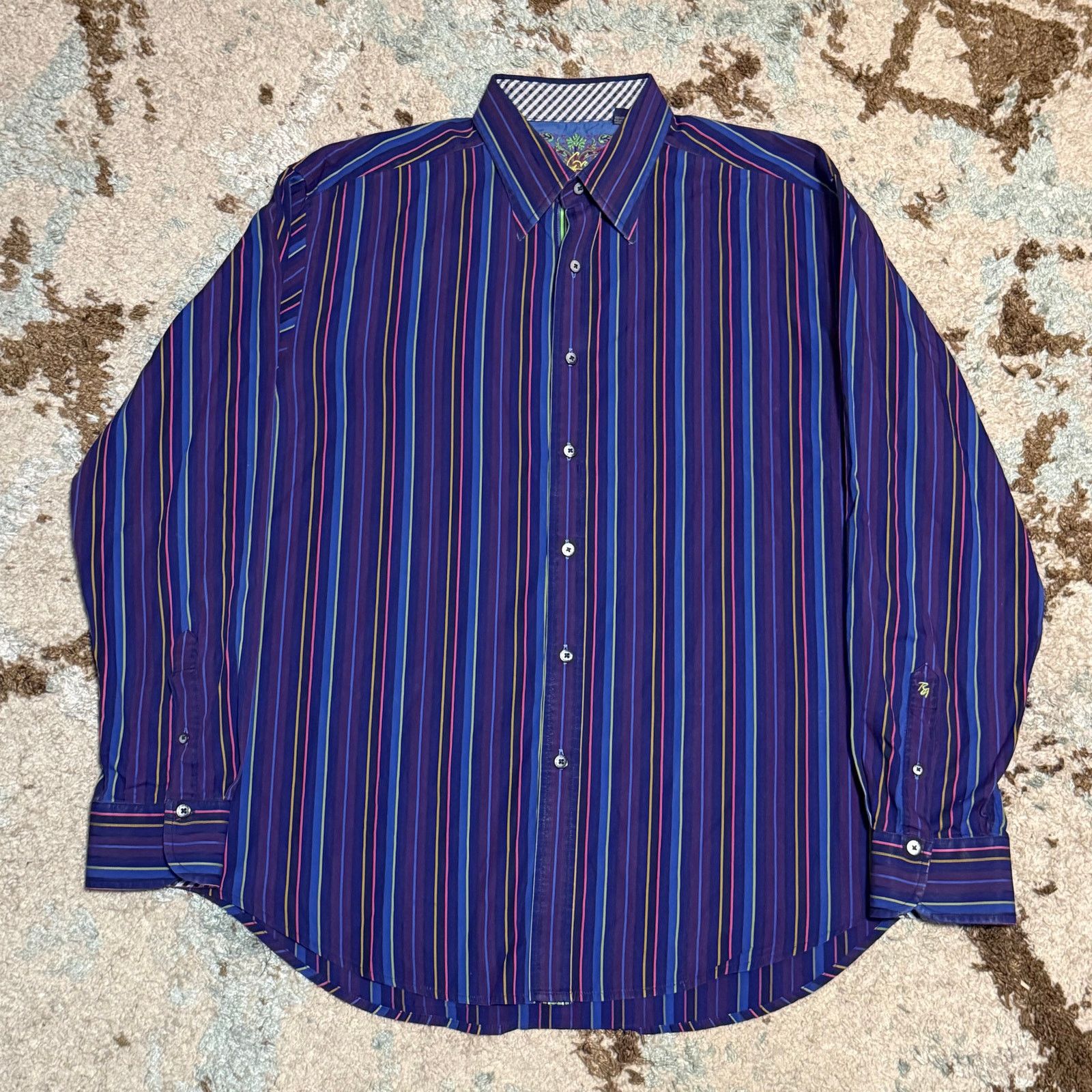 Robert Graham Robert Graham Multicolor Striped Flip Cuff Shirt Size XL Size US XL / EU 56 / 4 - 1 Thumbnail