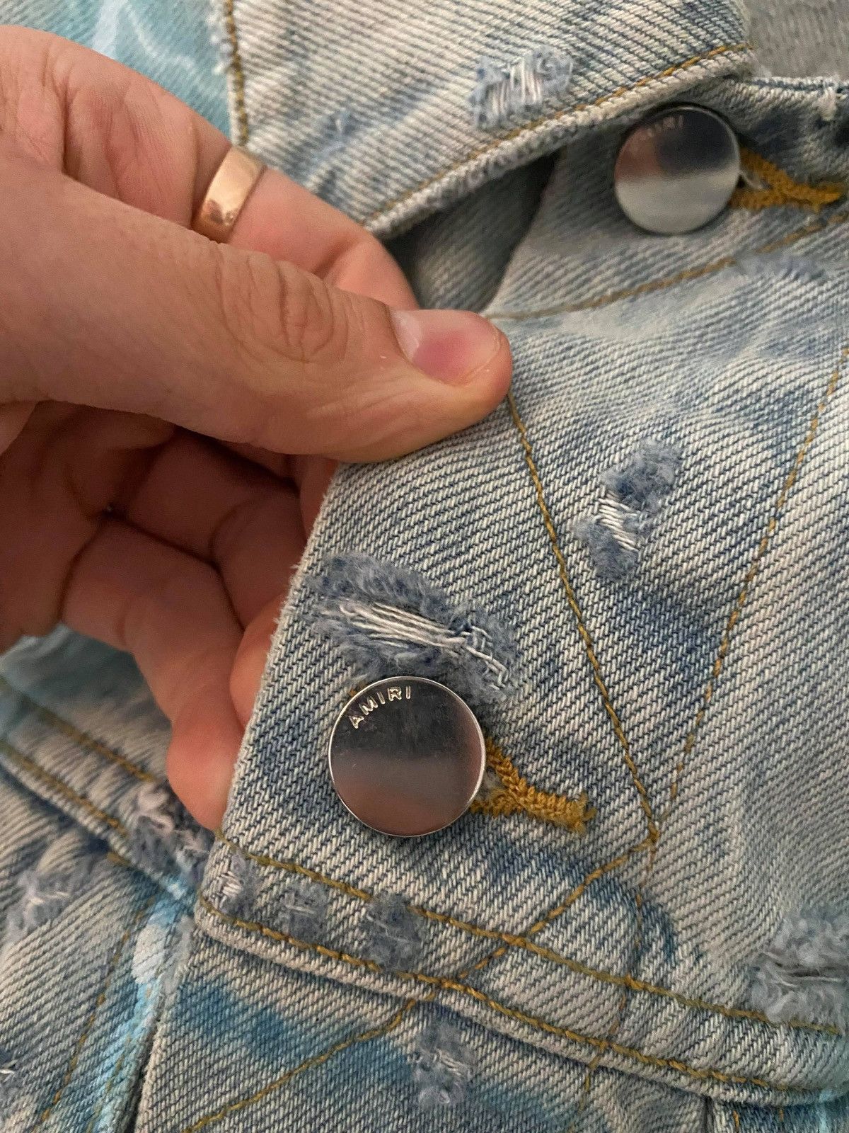 Amiri Amiri Distressed Denim Bomber Jacket Dragons Size US M / EU 48-50 / 2 - 8 Thumbnail