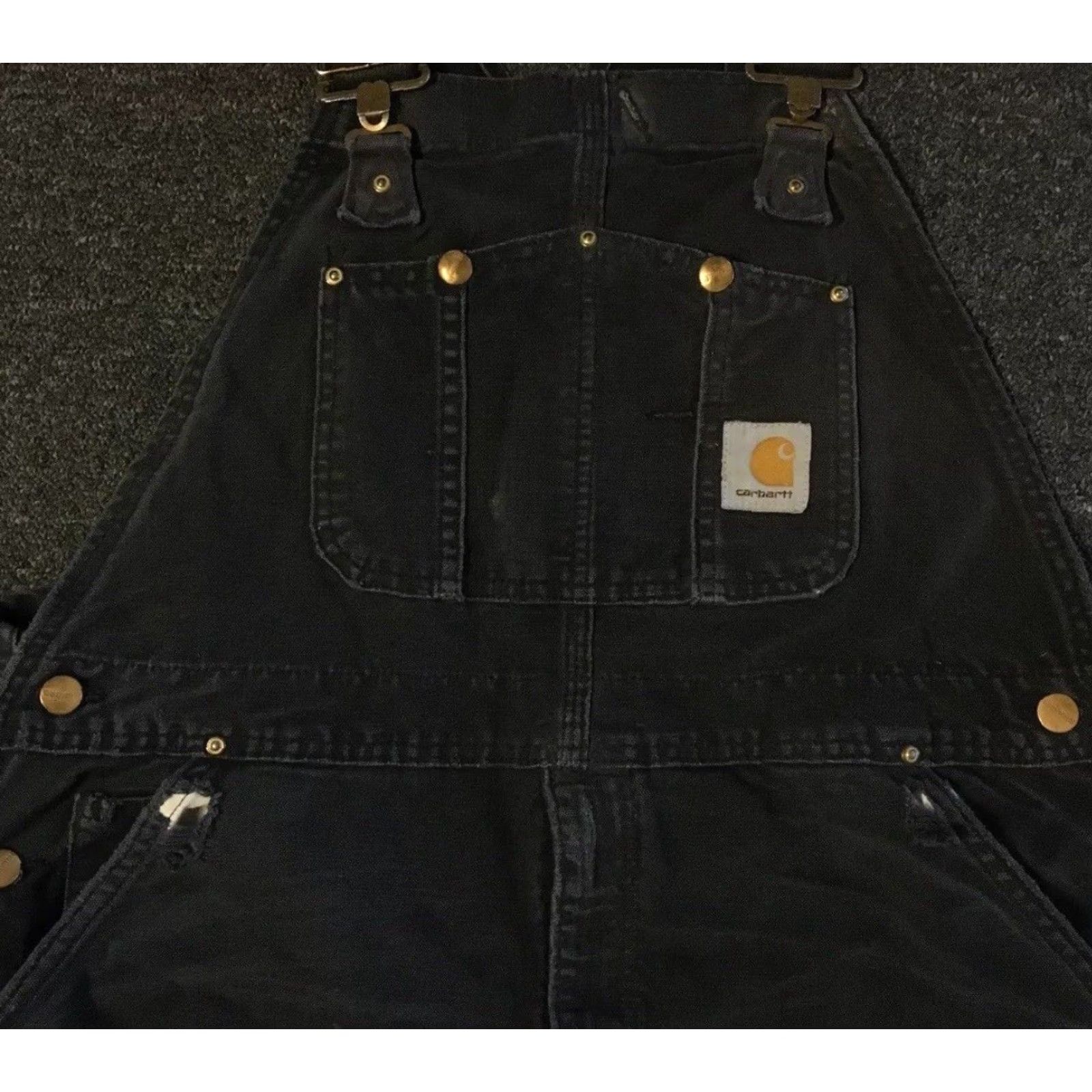 Carhartt Vtg Carhartt Faded Distress Overalls 40 Grunge Trucker Biker Punk 90s WIP Skate Shirt Jeans Men 40 Black Overalls Mens Size US 40 / EU 56 - 6 Thumbnail