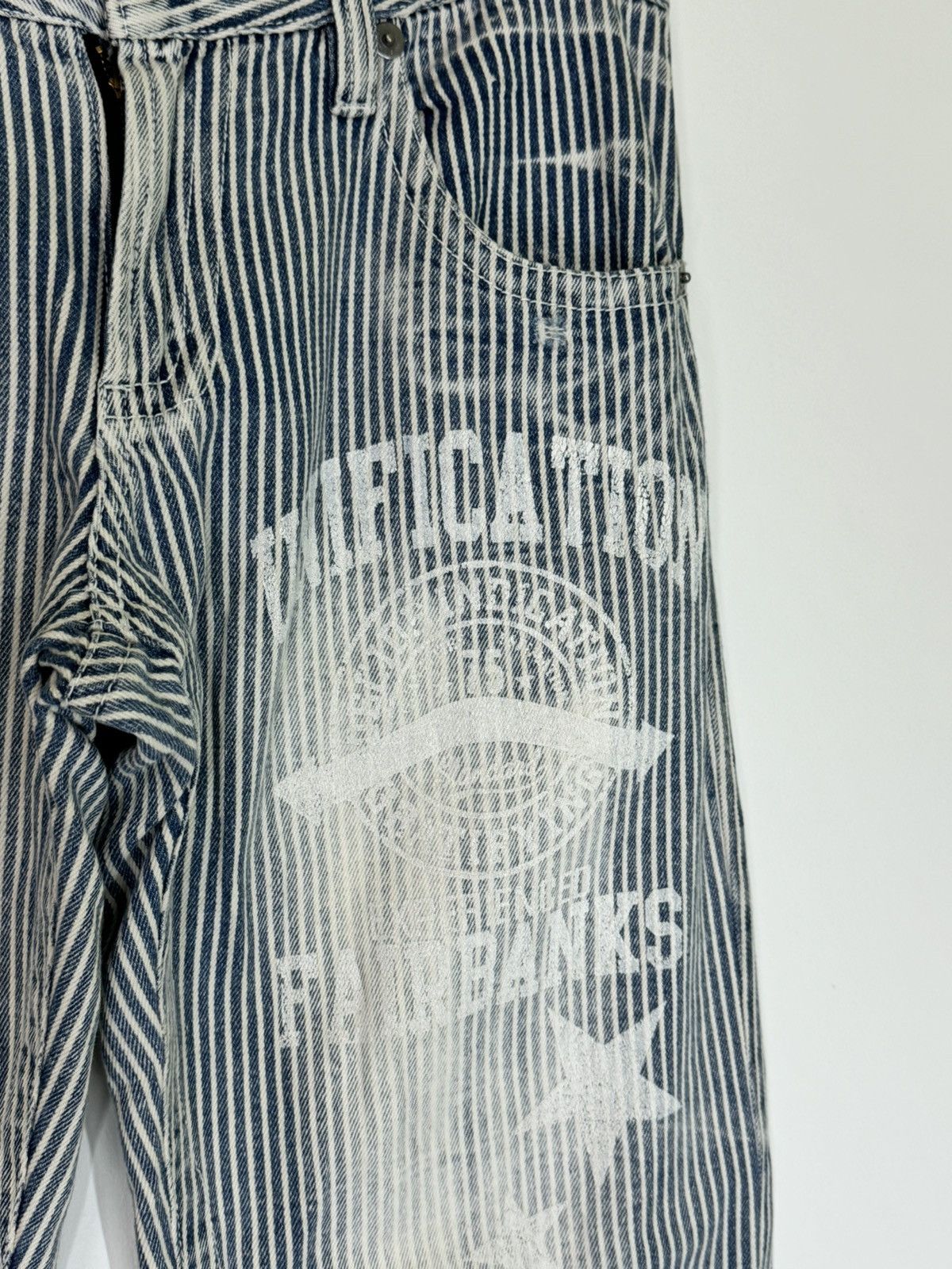 Designer × Japanese Brand × Vintage Vintage Og Jeans Patches Printed Pocket Distressed Stripe Size US 32 / EU 48 - 5 Thumbnail