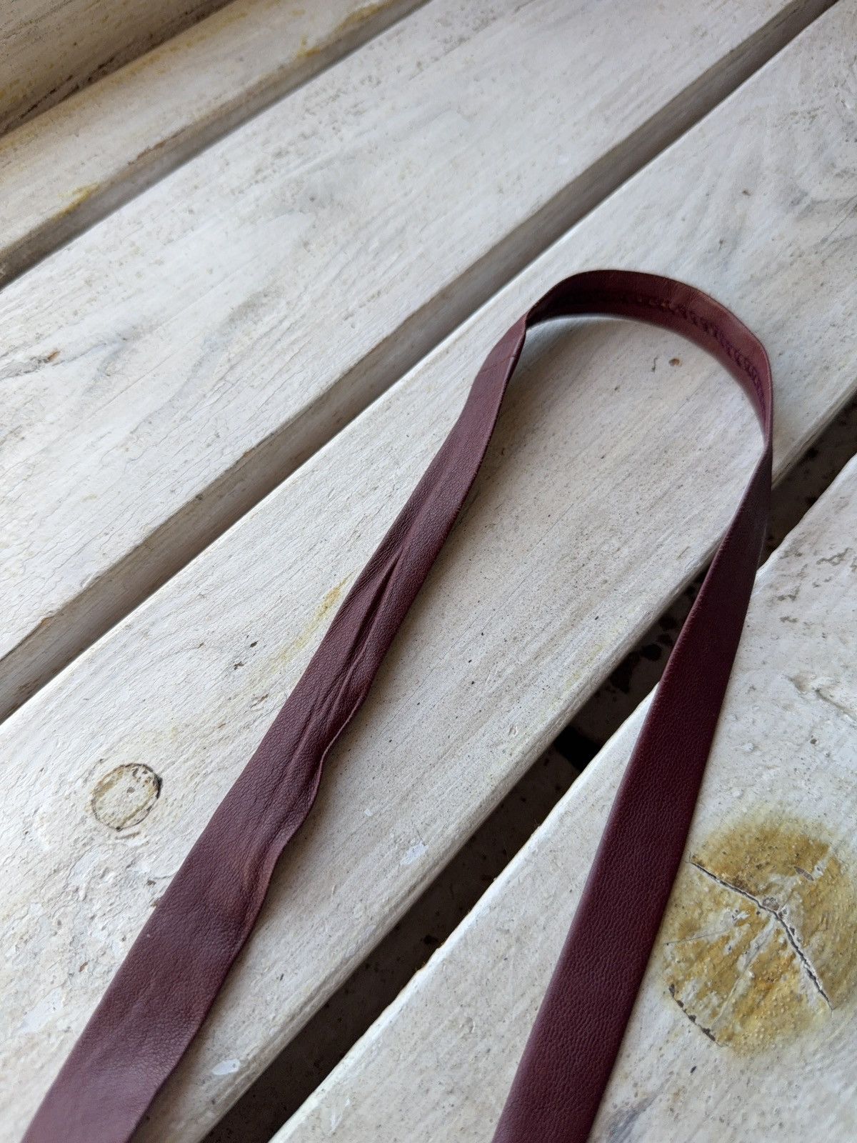 Genuine Leather Retro Vintage Burgundy Leather Tie 90s Western Biker Style Size ONE SIZE - 3 Thumbnail
