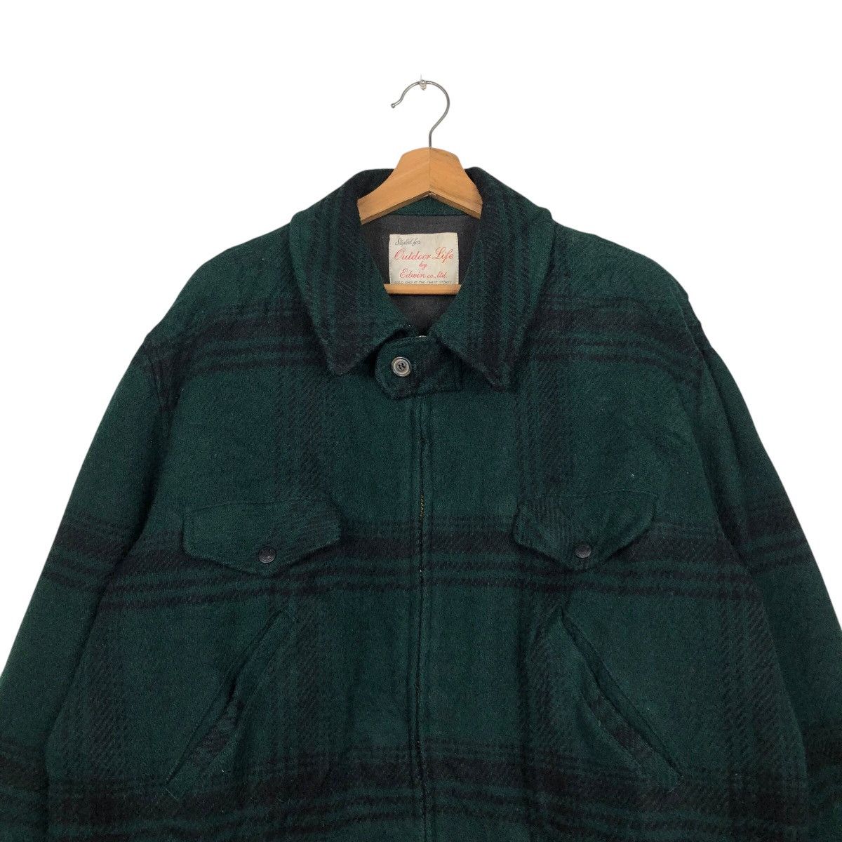 Edwin Vintage Wool Zipper Jacket Edwin Tokyo Fabric Tartan Design Size US L / EU 52-54 / 3 - 4 Thumbnail