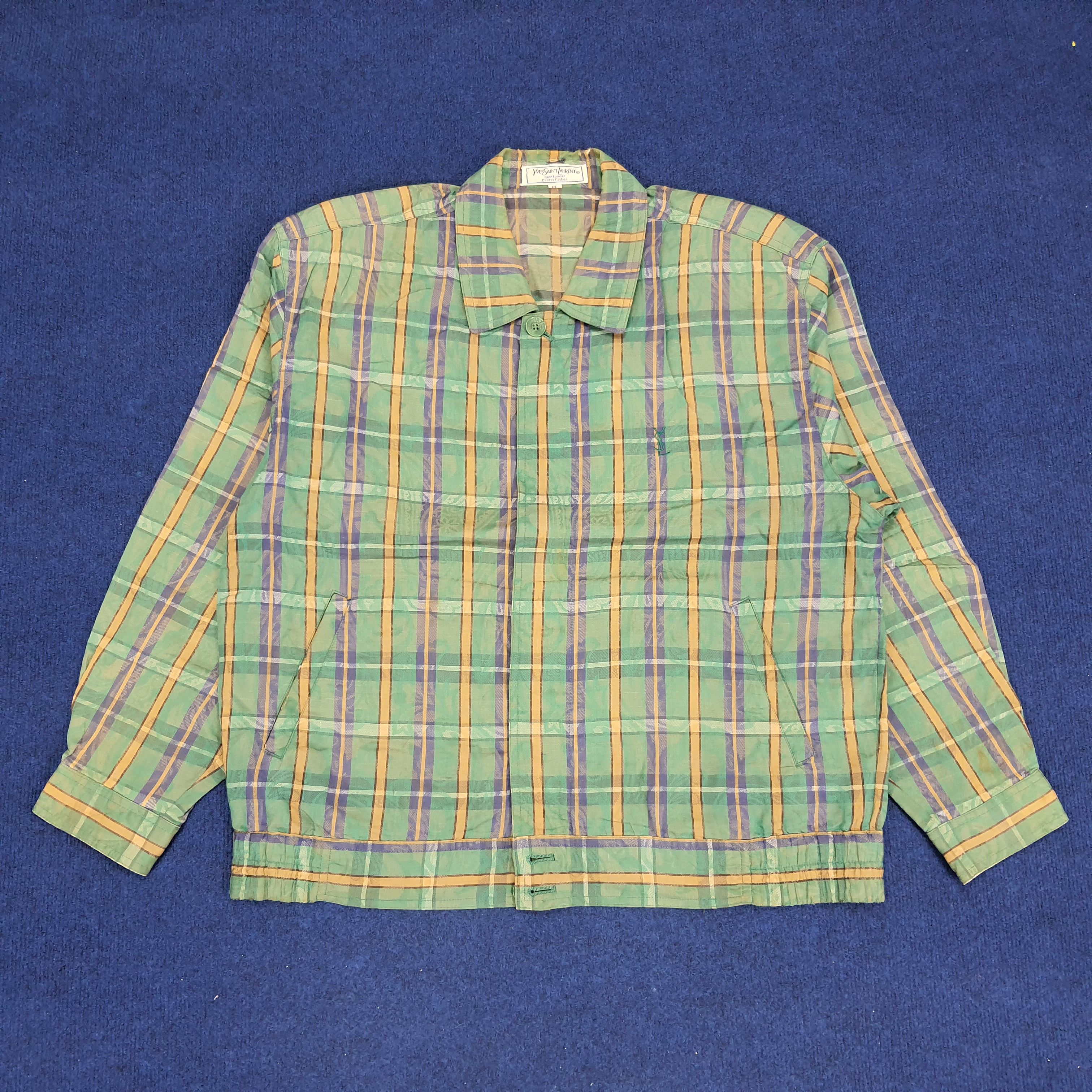 Vintage × Yves Saint Laurent Vintage Yves Saint Laurent Tartan Abstract Design Jacket Size US XL / EU 56 / 4 - 1 Thumbnail