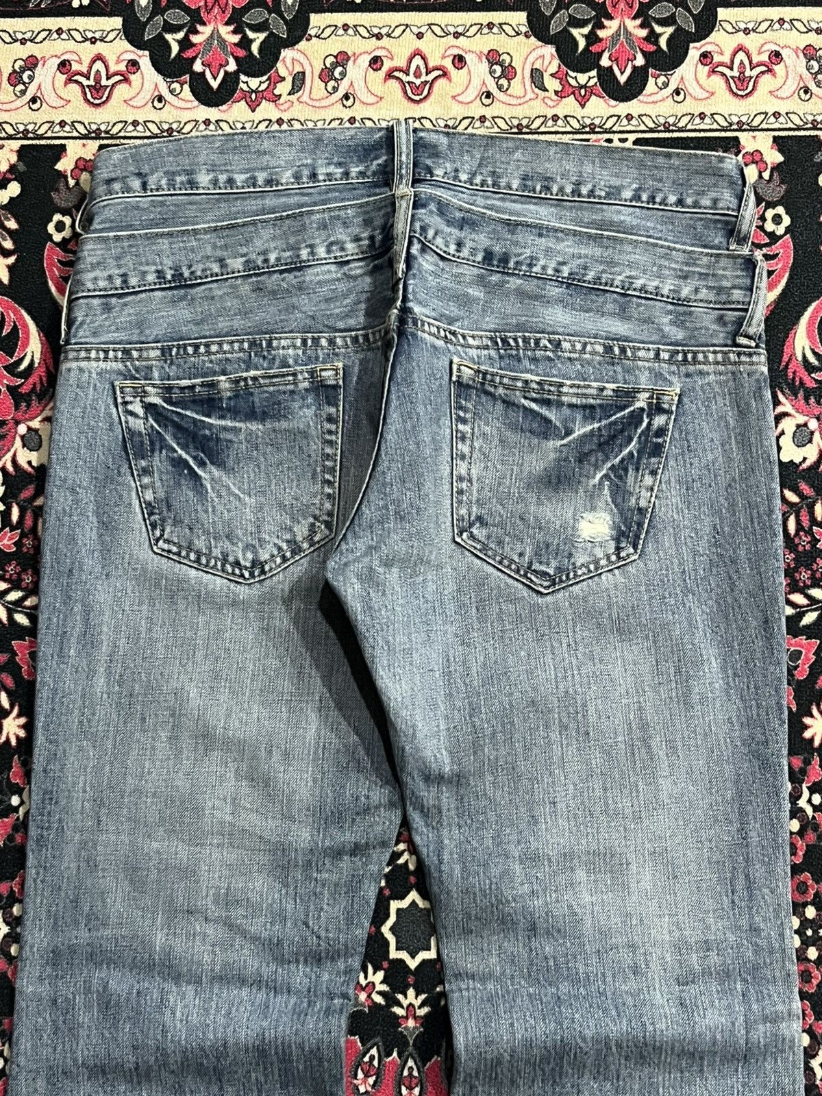 If Six Was Nine Vintage Villand Double Waist Blue Washed Distress Flare Jean Size US 32 / EU 48 - 6 Thumbnail