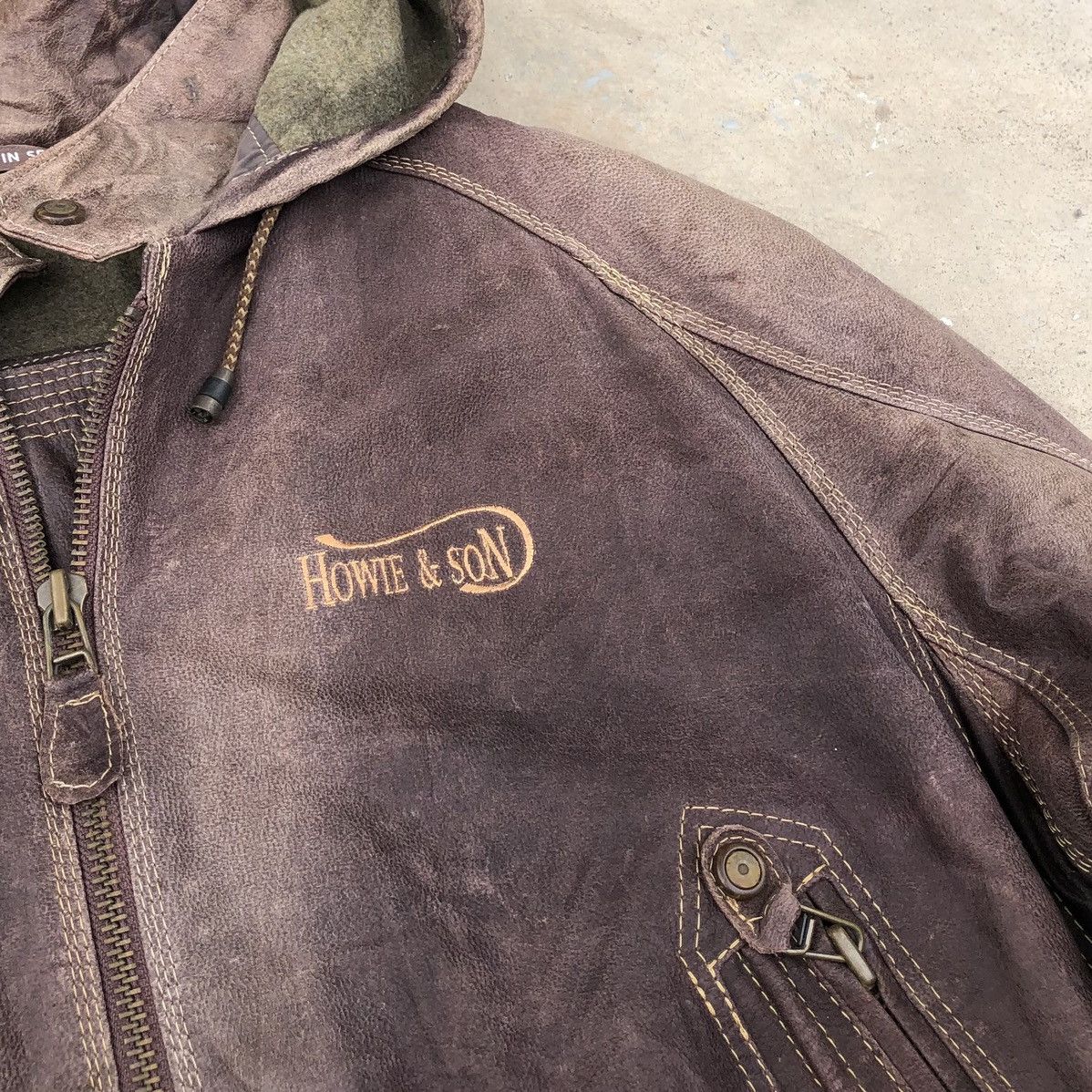 Vintage Vintage 80s Howie & Son Men’s Leather Hooded Jacket Size US M / EU 48-50 / 2 - 3 Thumbnail