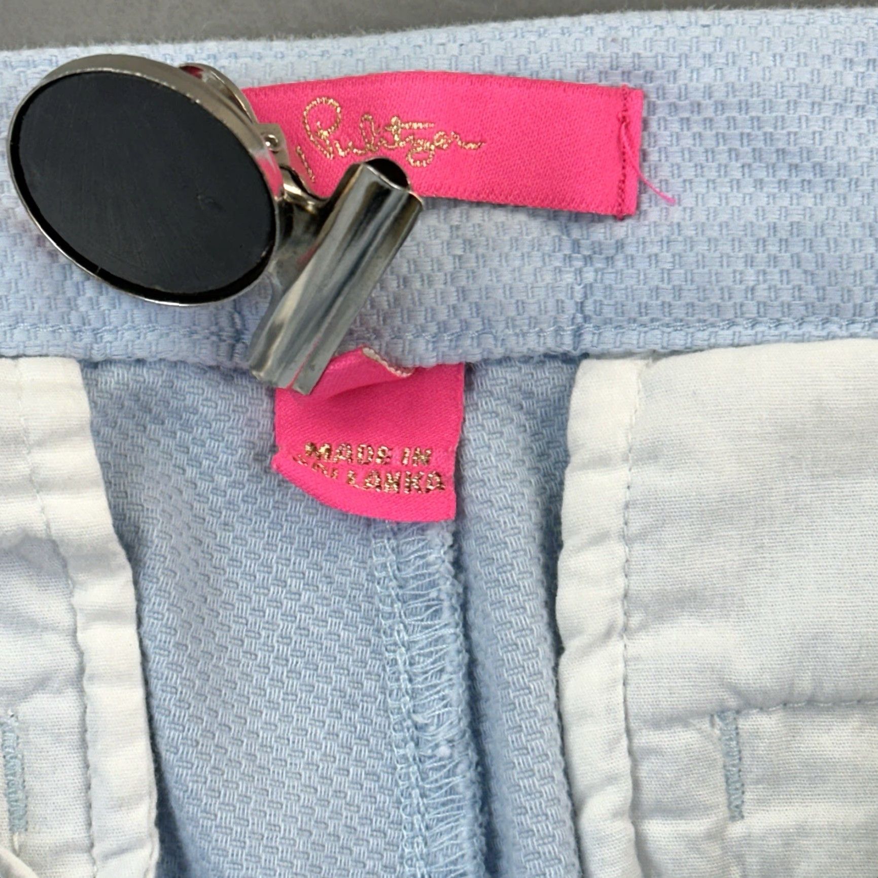 Lilly Pulitzer Lilly Pulitzer Shorts Women's 6 Blue Addie Ruffle Textured Stretch Casual Size 28" / US 6 / IT 42 - 6 Thumbnail