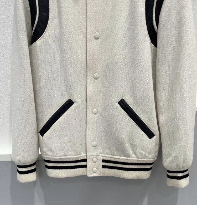 Saint Laurent Paris × Yves Saint Laurent Saint Laruent's latest white patchwork Teddy baseball jacket Size US XS / EU 42 / 0 - 4 Thumbnail