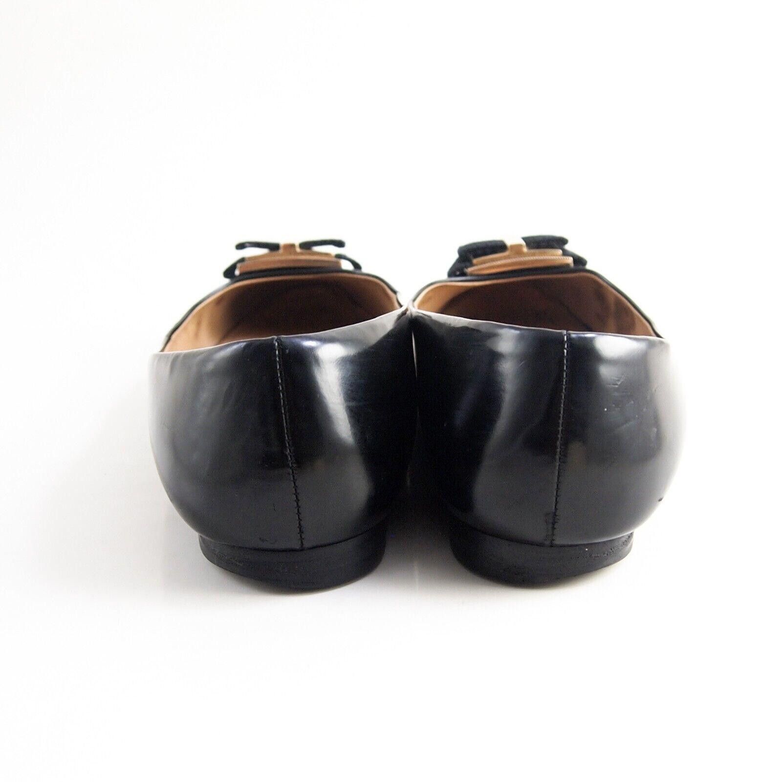 Salvatore Ferragamo Ferragamo Vara Flats Black Leather EU 38.5 US 8 D Size US 8 / IT 38 - 8 Thumbnail
