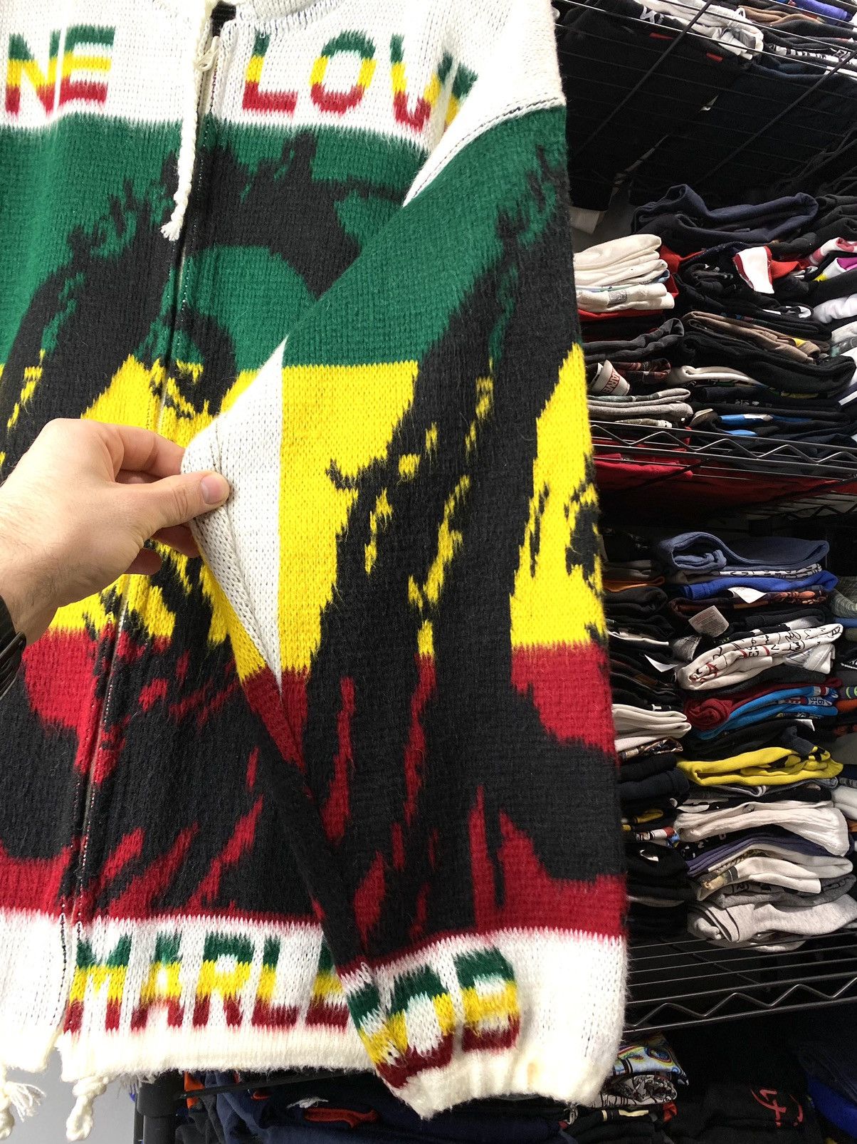 Bob Marley 💥Rare! Vintage Bob Marley Full Knit Heavy Hoodie Jacket Size US L / EU 52-54 / 3 - 12 Thumbnail