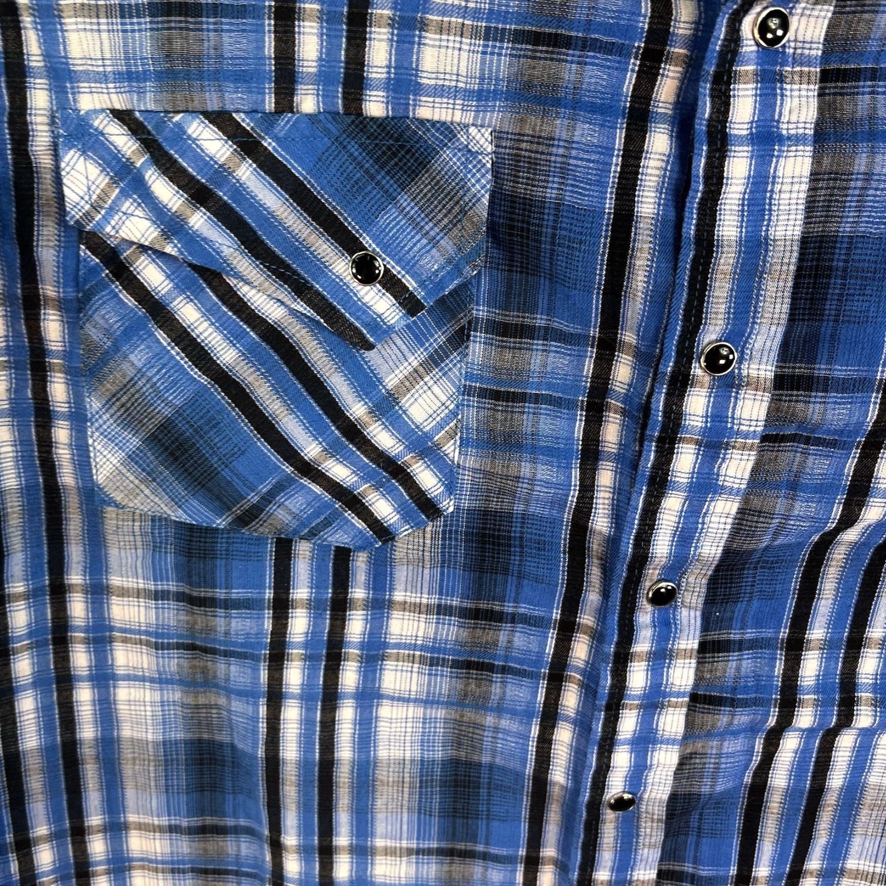 Vintage Ely Cattleman Plaid Pearl Snap Short Sleeve Shirt Mens XL Blue Shirt Size US XL / EU 56 / 4 - 4 Thumbnail