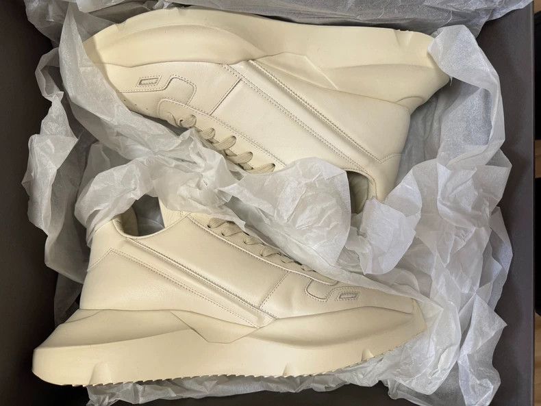 Rick Owens Rick Owens Cream Leather Sneakers Size 42-dmc Size US 9 / EU 42 - 1 Thumbnail