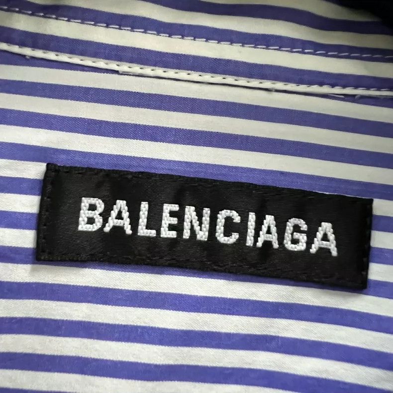 Balenciaga Balenciaga size 39 Striped embroidery small logo shirt Size US S / EU 44-46 / 1 - 3 Thumbnail