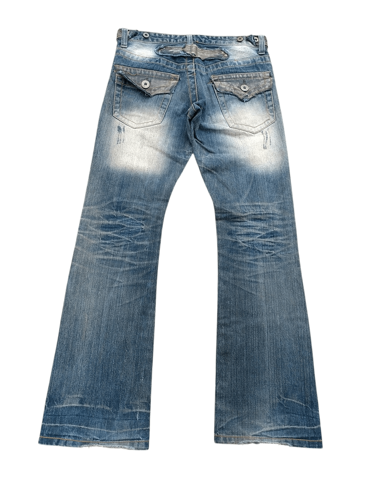 Japanese Brand FLARED🔥Japanese Brand LIMITED Distressed Buckle Back Denim Size US 32 / EU 48 - 11 Thumbnail
