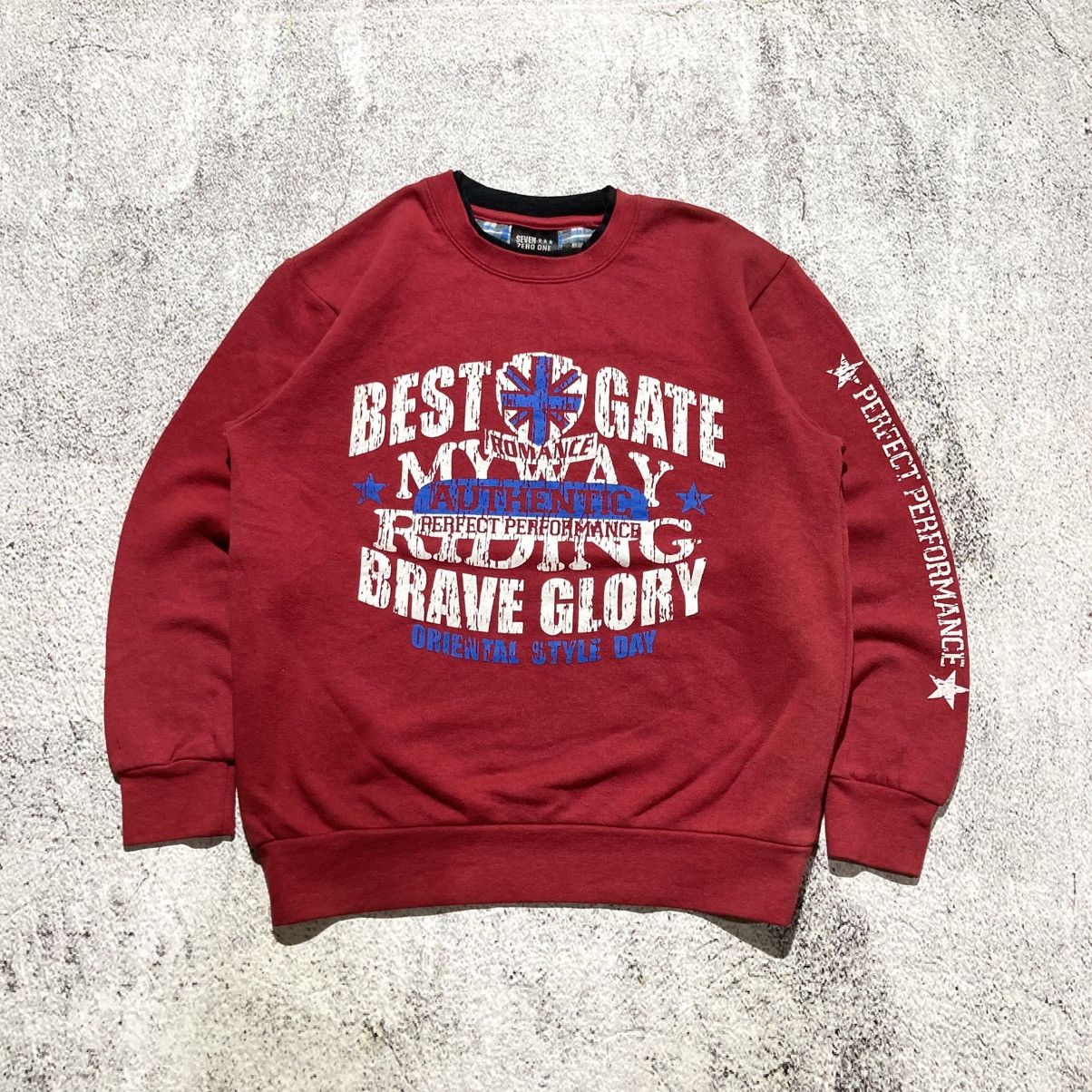 Japanese Brand 2000s Seven Zero One Poem Logo Punk Style Crewneck Red Size US M / EU 48-50 / 2 - 1 Thumbnail