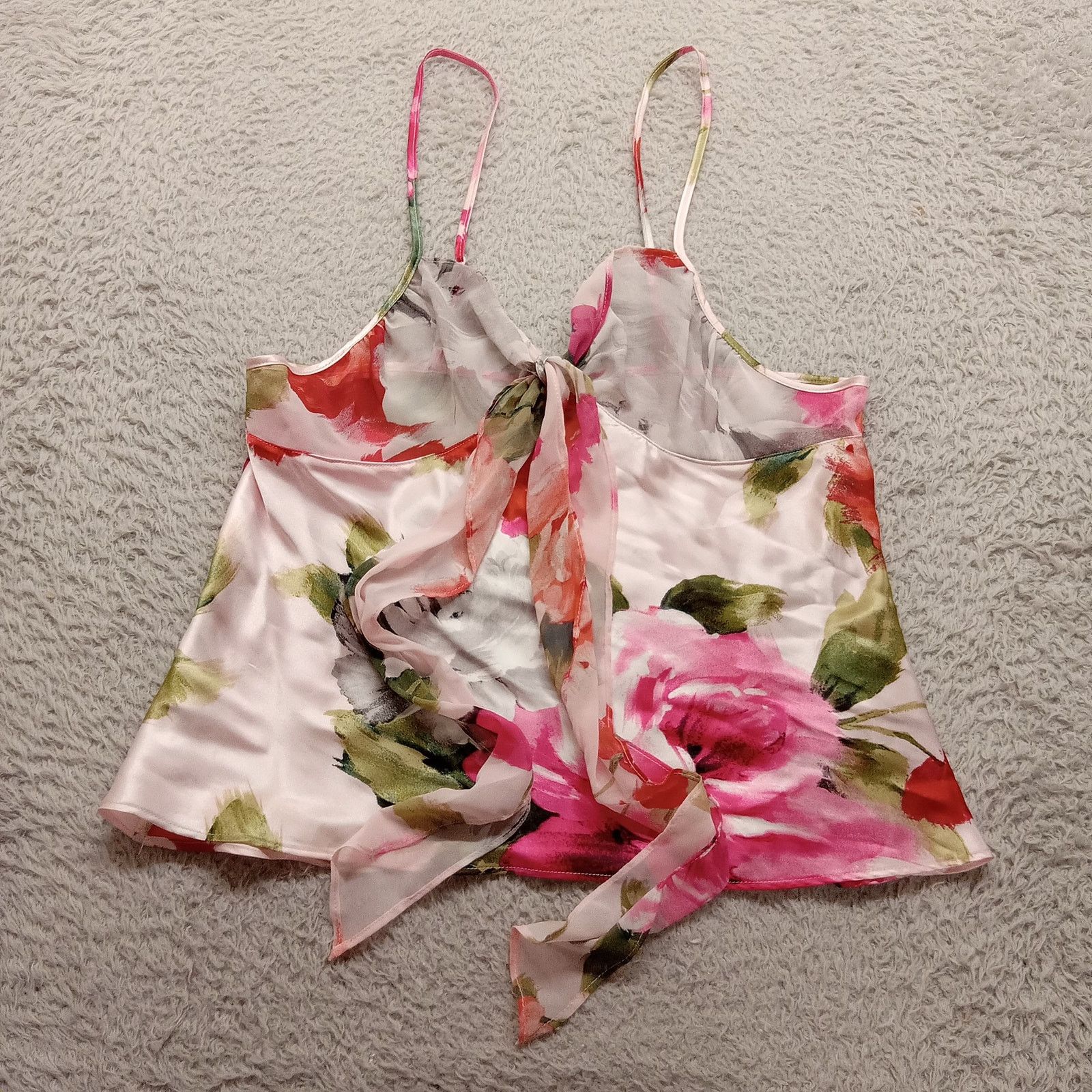 & Other Stories Joy Spun 2pc Camisole Set S Satin Sheer Red Floral Silky Size S / US 4 / IT 40 - 2 Thumbnail