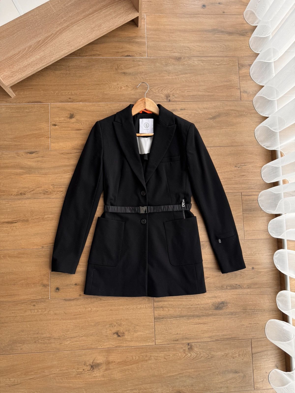 Bogner × Vintage Vintage Bogner Luxury Belted Viscose Black Blazer Jacket Size S / US 4 / IT 40 - 8 Thumbnail
