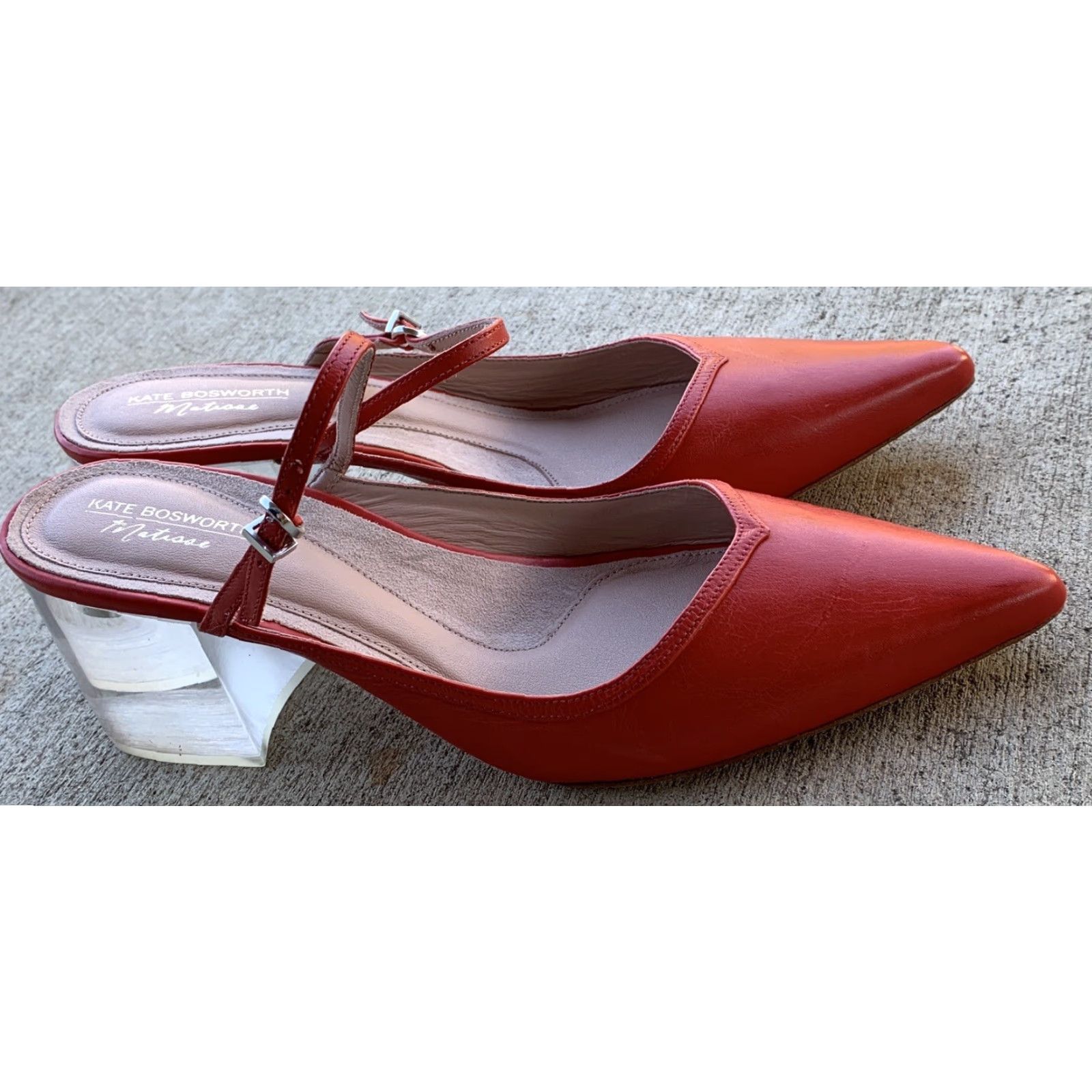 Matisse Kate Bosworth x Matisse Lois Pointed Toe Mary Jane Pump Red Lucite Heel 8.5 M Womens Pump Size US 9 / IT 39 - 7 Thumbnail
