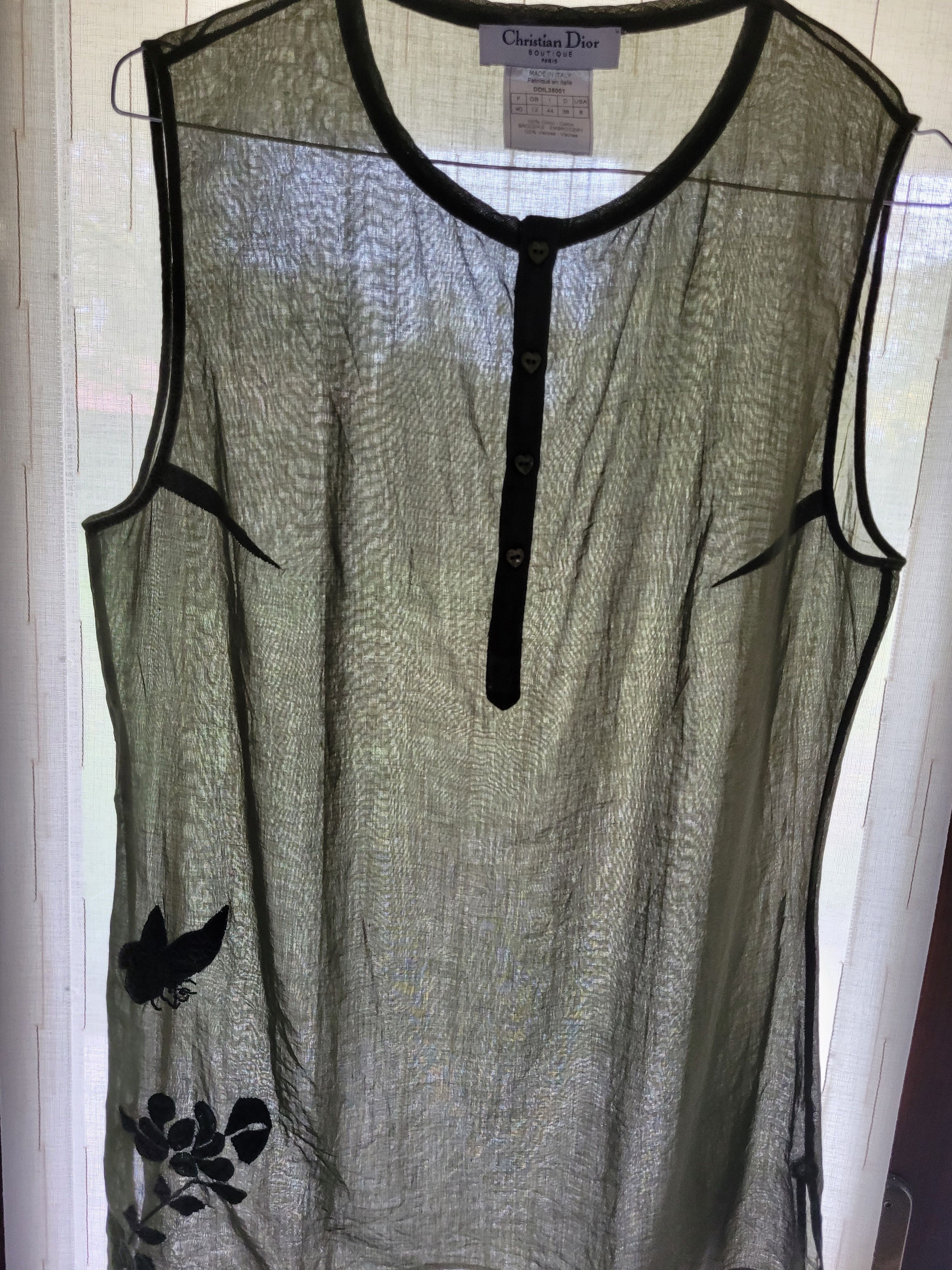 Dior Dior by John Galliano 2000s embroidered semi-transparent top Size L / US 10 / IT 46 - 2 Thumbnail