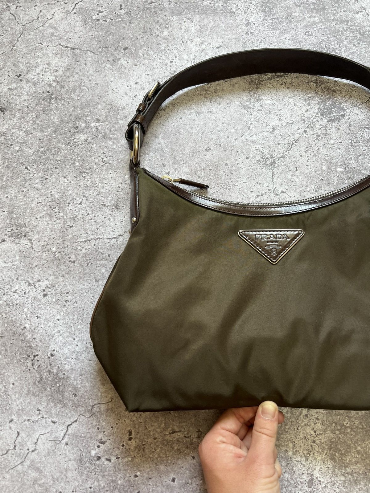 Prada Nylon Mini Shoulder Bag Khaki Green