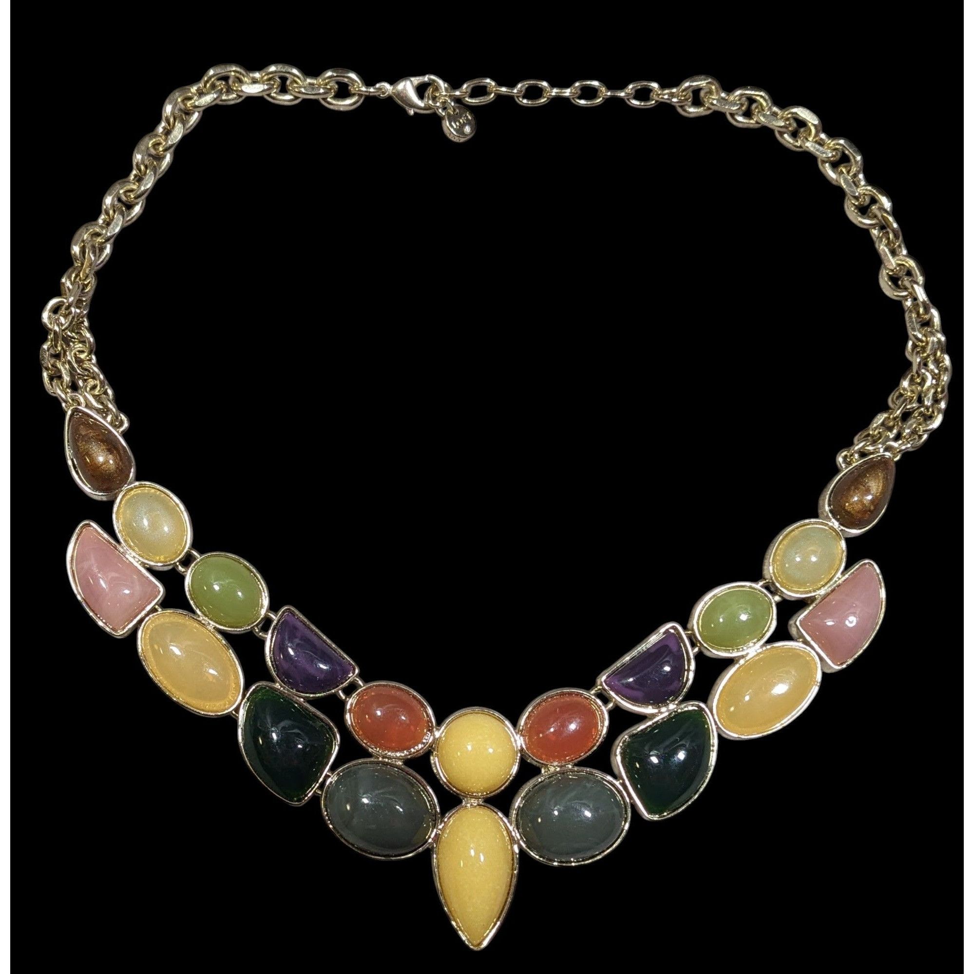 Other Vintage Loft Rainbow Jelly Glass Gemmed Bib Necklace Size ONE SIZE - 1 Thumbnail