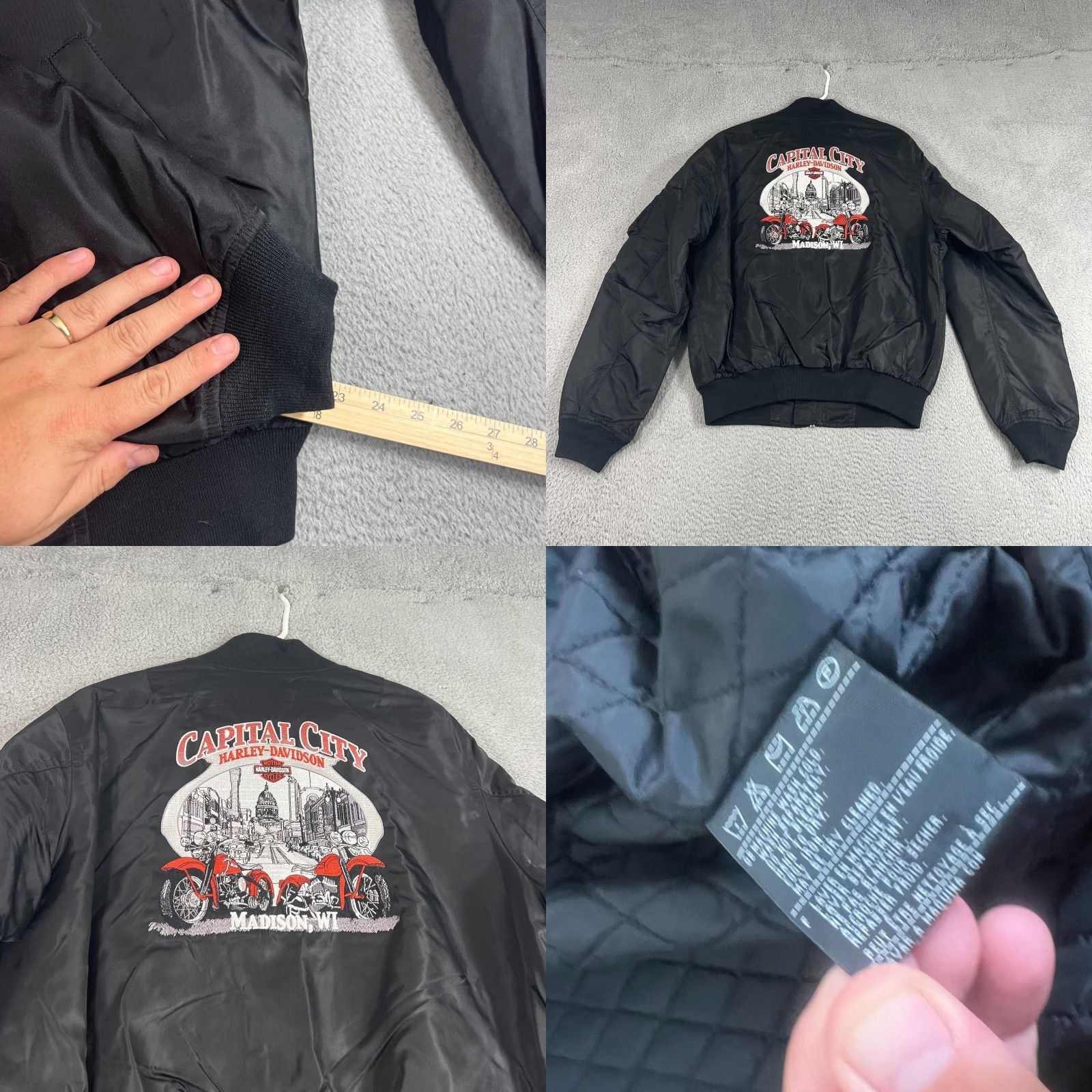 Harley Davidson VTG Harley-Davidson Jacket Windbreaker Medium M Black Nylon Lined Zip Snap Logo Embroidered Biker Fashion Size US M / EU 48-50 / 2 - 8 Thumbnail