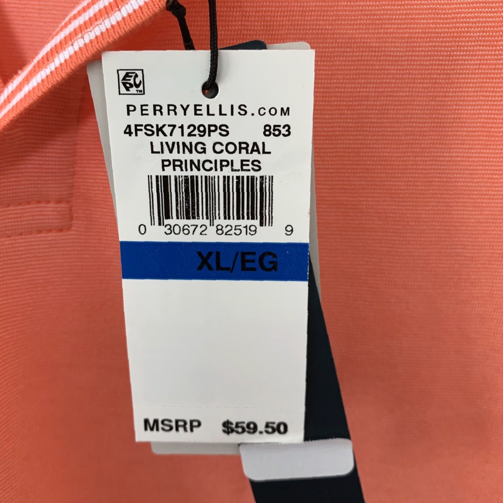 Perry Ellis Perry Ellis Polo Shirt Mens XL Short Sleeve Breathable Moisture Wicking Coral Orange Principles Stripes at Arm Bands and Neck Mens XL Polo Size US XL / EU 56 / 4 - 6 Thumbnail