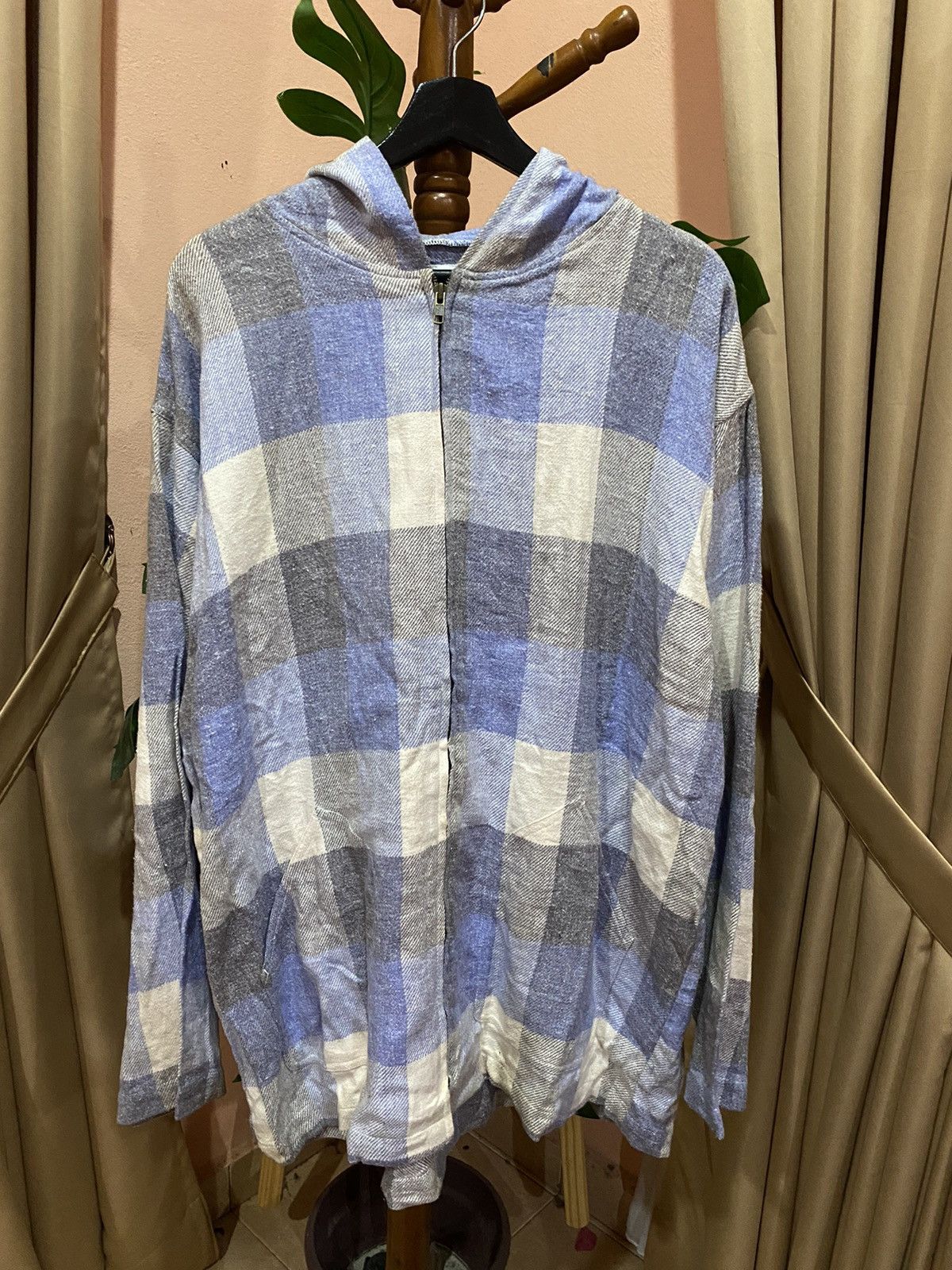 Vintage Collins Athletes Sport Jacket Hooded Checked Zip-Up