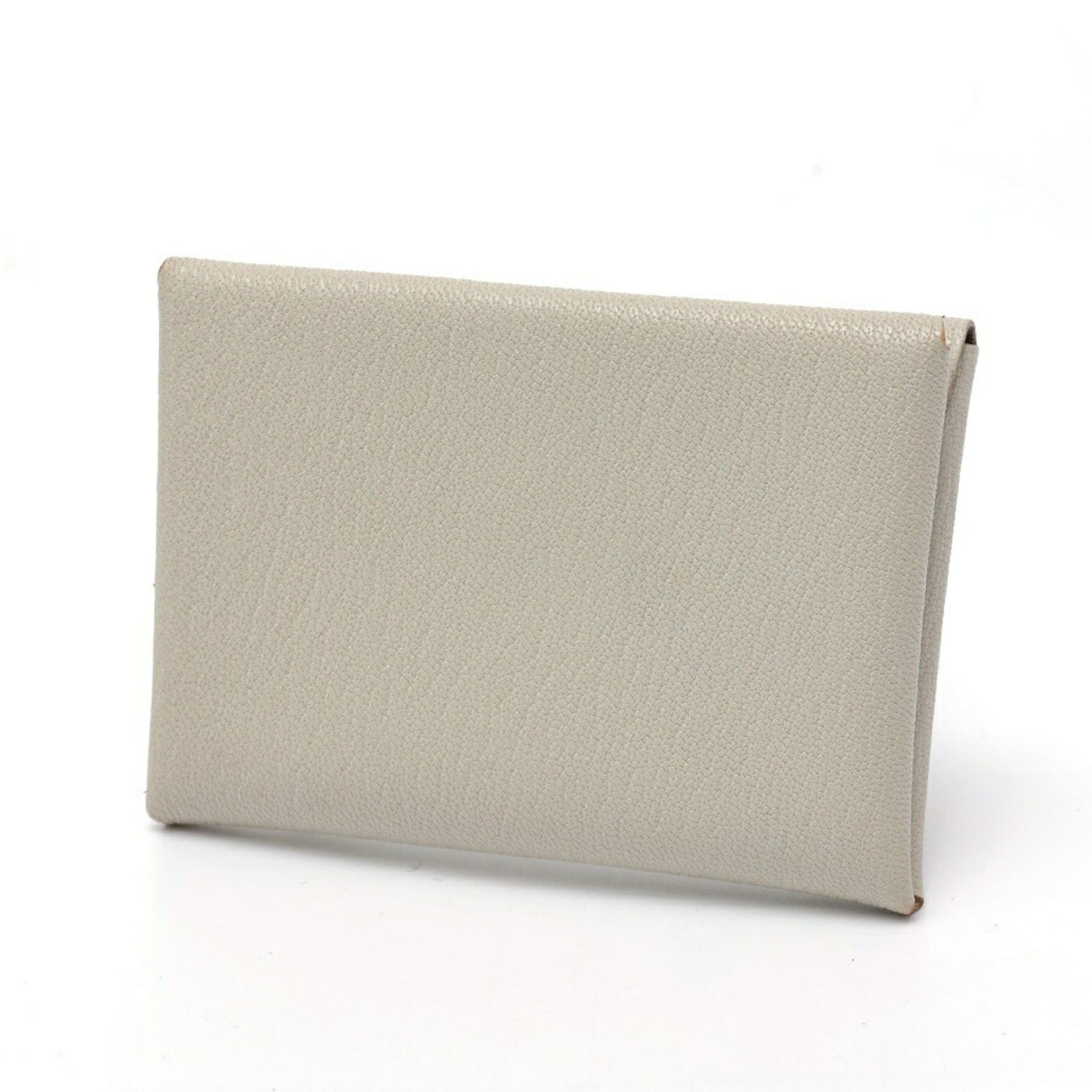Hermes Hermes Calvi Duo Coin Card Case, Chevre leather, Mysore, Green-Gray Size ONE SIZE - 1 Thumbnail