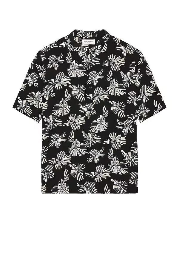 Saint Laurent Paris o1b1hav110425 601070 Shirt Origami Print Silk Black & White Size US S / EU 44-46 / 1 - 1 Thumbnail