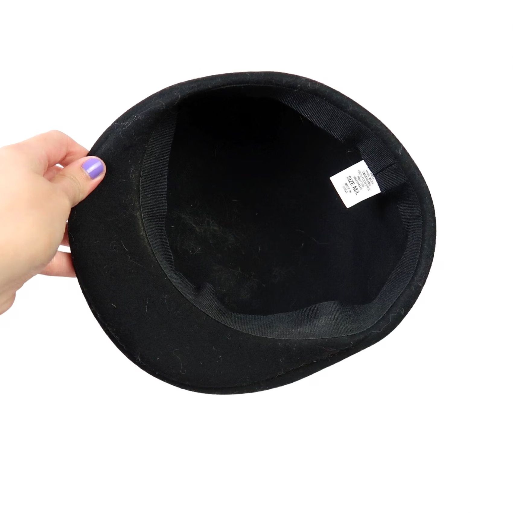 FELT Men Black Felt Wool Flat Cap Cabby Hat M Wool Mens Fall Winter Casual Size ONE SIZE - 7 Thumbnail