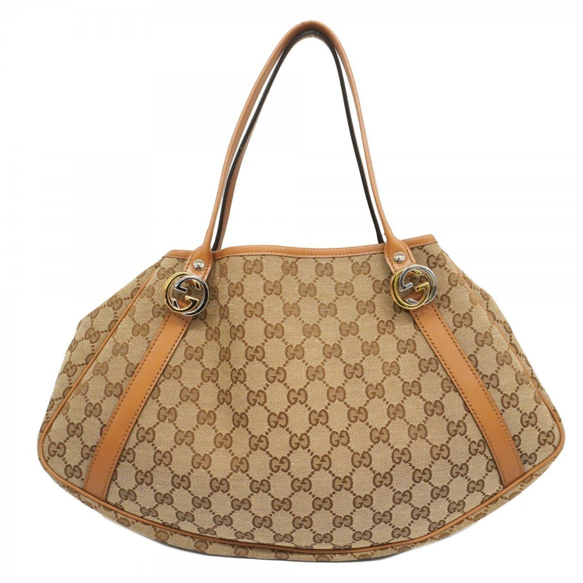 Gucci Tote Bag GG Canvas 232963 Brown Gold Women's
