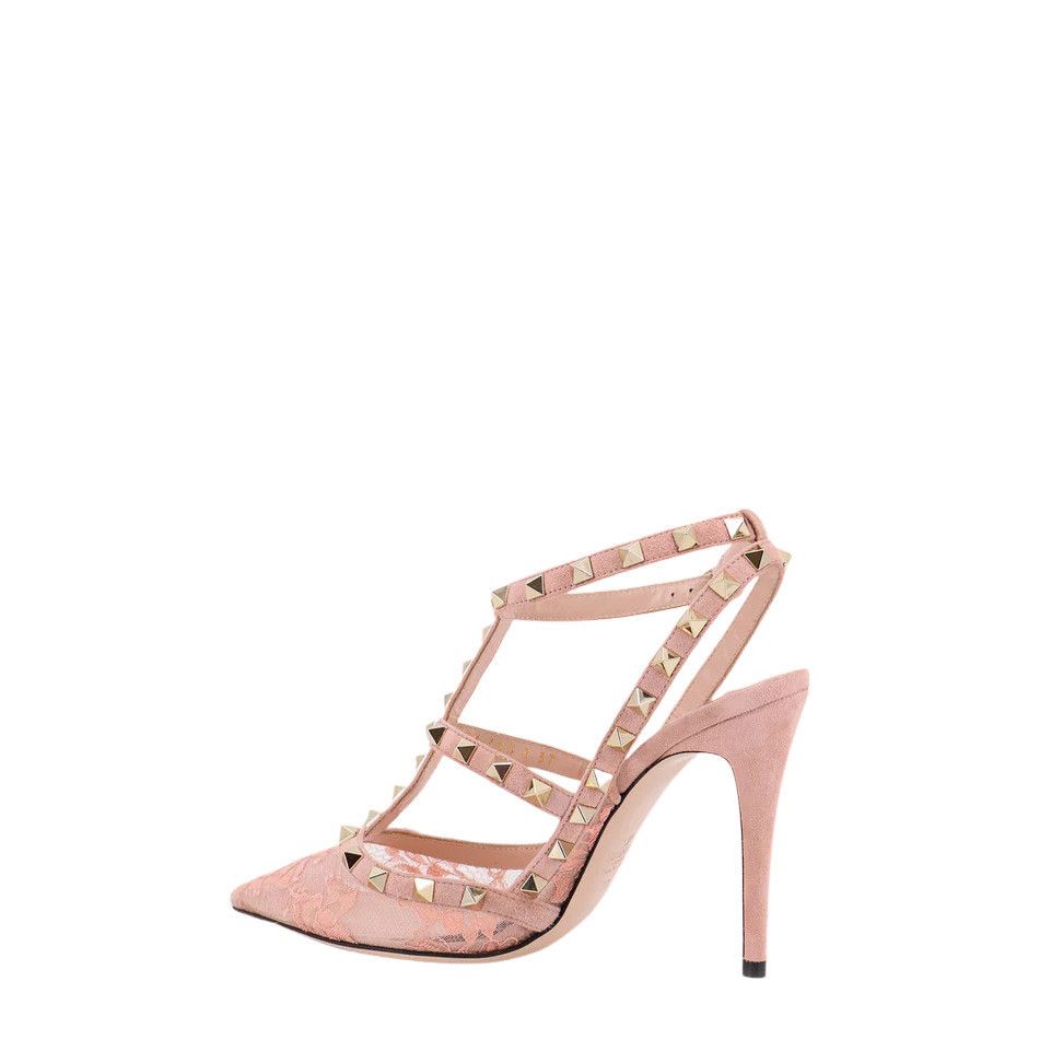 VALENTINO GARAVANI Rockstud Pink Lace 100mm Pumps New & Auth