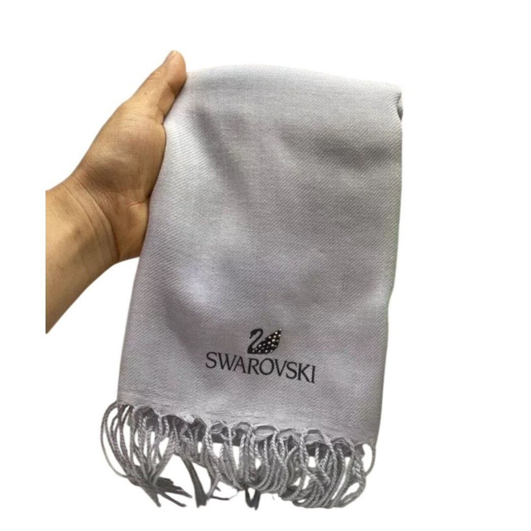 Swarovski Swarovski Light Gray Scarf With Crystal Embellishments & Fri Size ONE SIZE - 11 Thumbnail
