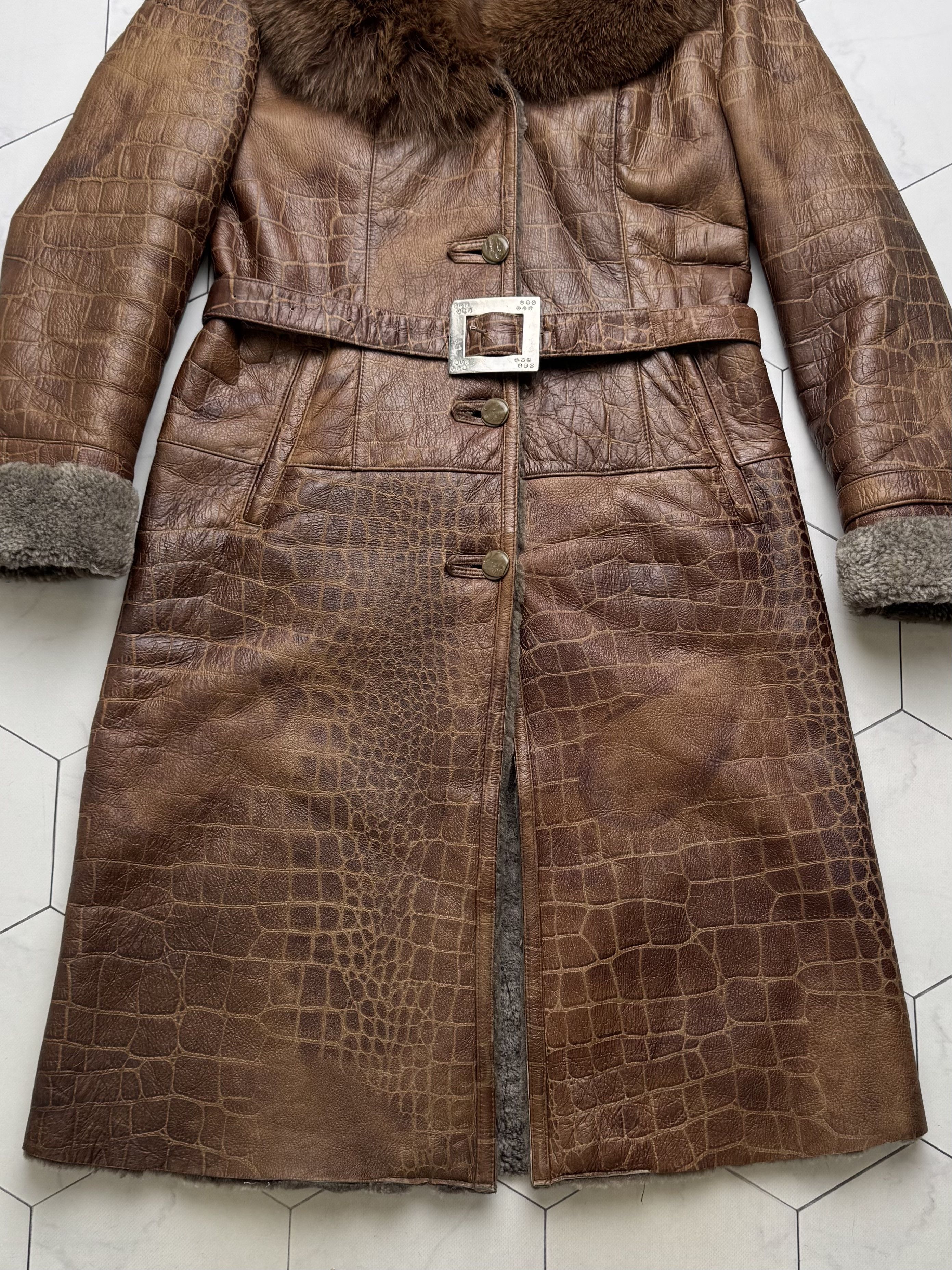 Japanese Brand Vintage Real Sheepskin Coat With Belt (B550)E2D15 Size L / US 10 / IT 46 - 3 Thumbnail