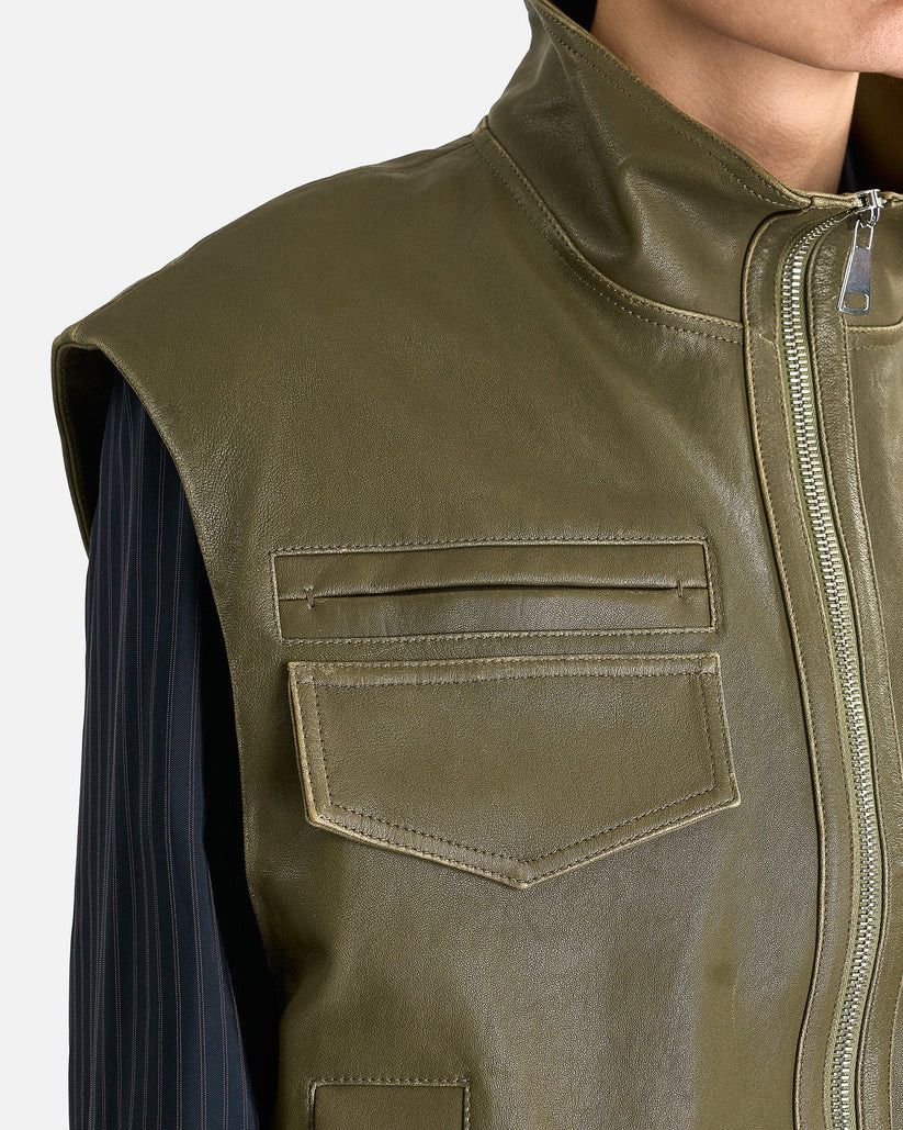 Namacheko o1s1v1r1oon0825 Evan Leather Vest in Military Green Size US M / EU 48-50 / 2 - 4 Thumbnail