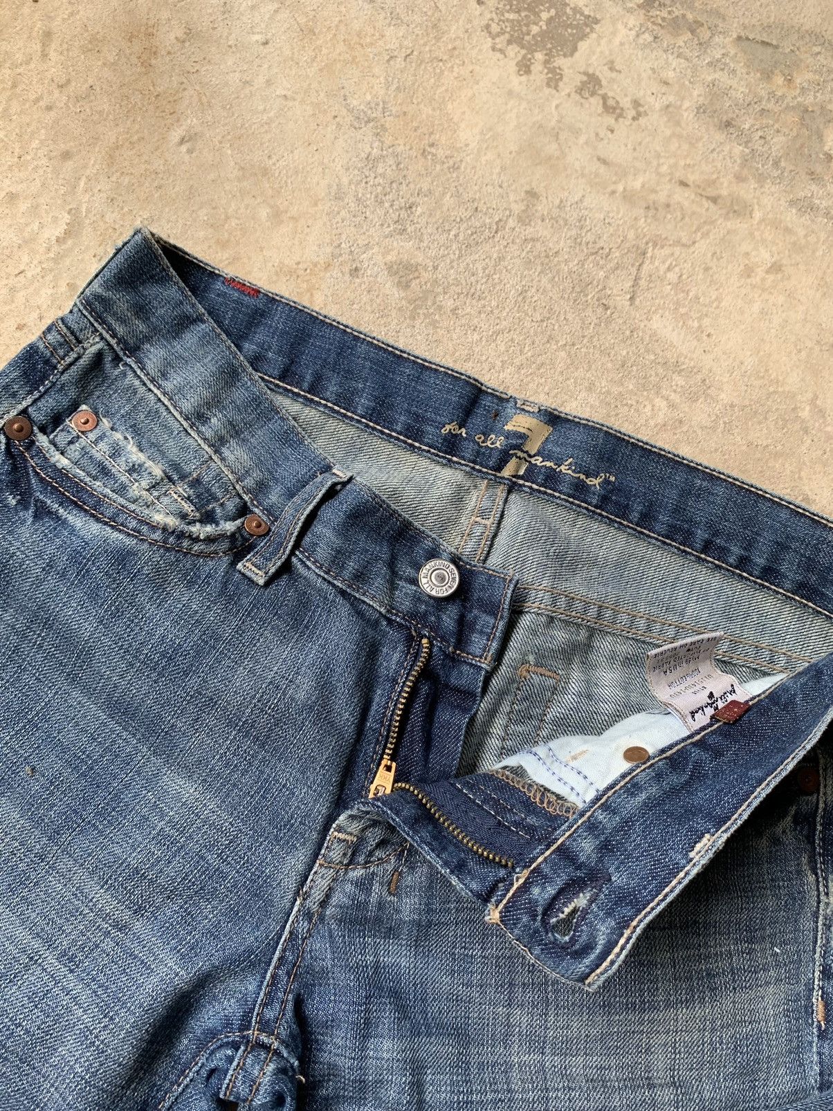 Japanese Brand × Le Grande Bleu (L.G.B.) MAKIND SEVEN FOR ALL FLARE DISTRESSED DENIM Size US 28 / EU 44 - 4 Thumbnail