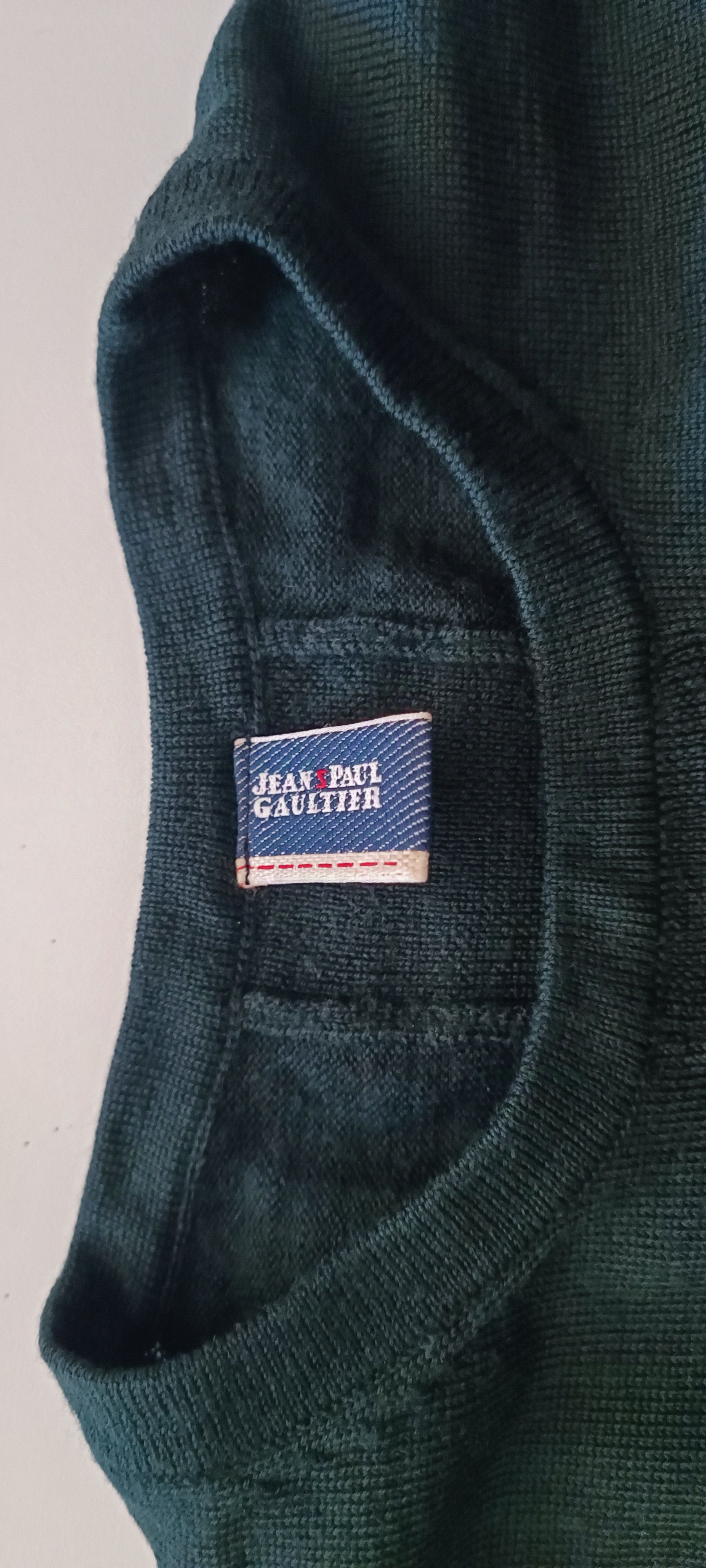 Jean Paul Gaultier Wool knit sweater in dark gray with red stripes Size US M / EU 48-50 / 2 - 14 Thumbnail