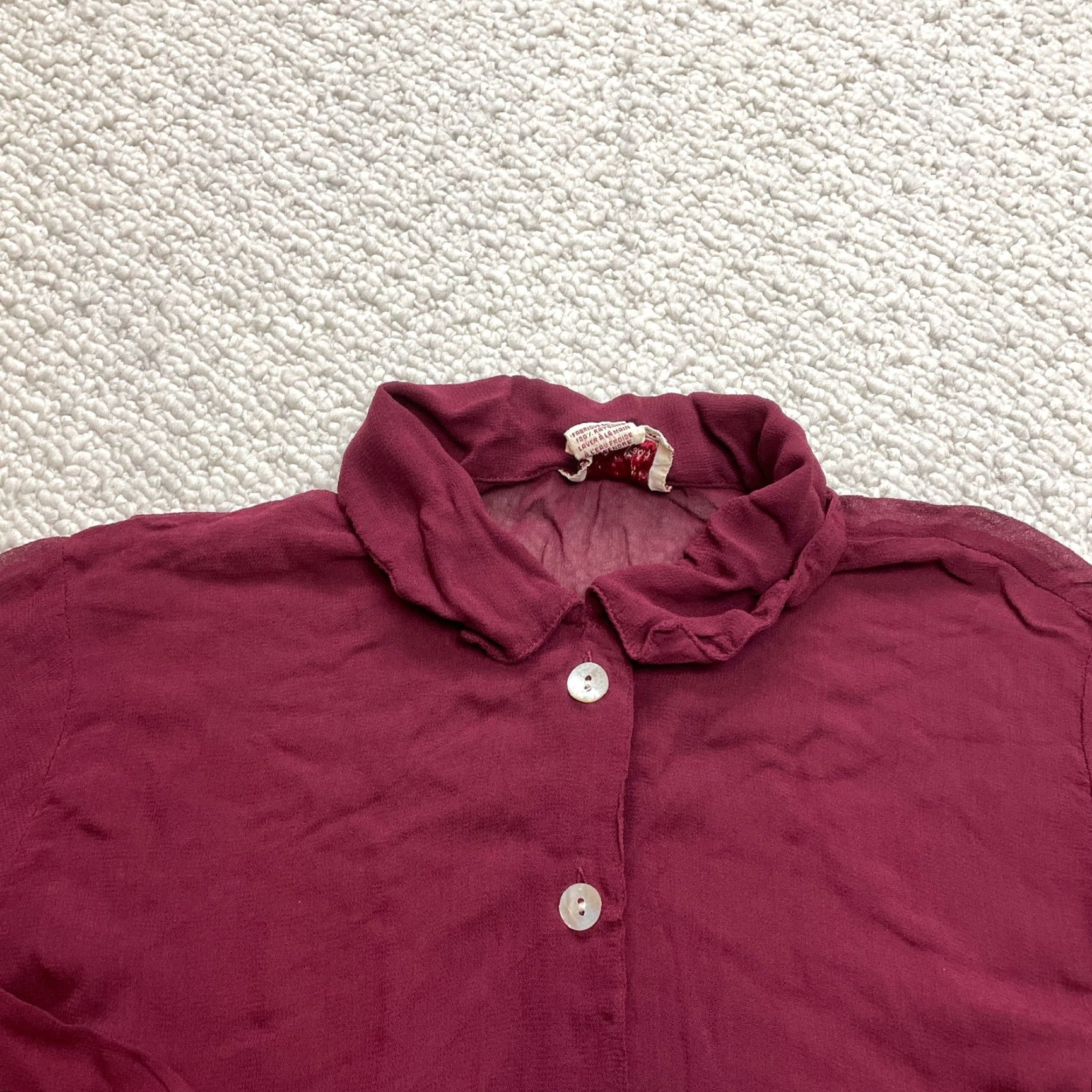 Vintage VINTAGE April Cornell Blouse Top Womens M Red Button Up Rayon Long Sleeve Size M / US 6-8 / IT 42-44 - 2 Thumbnail