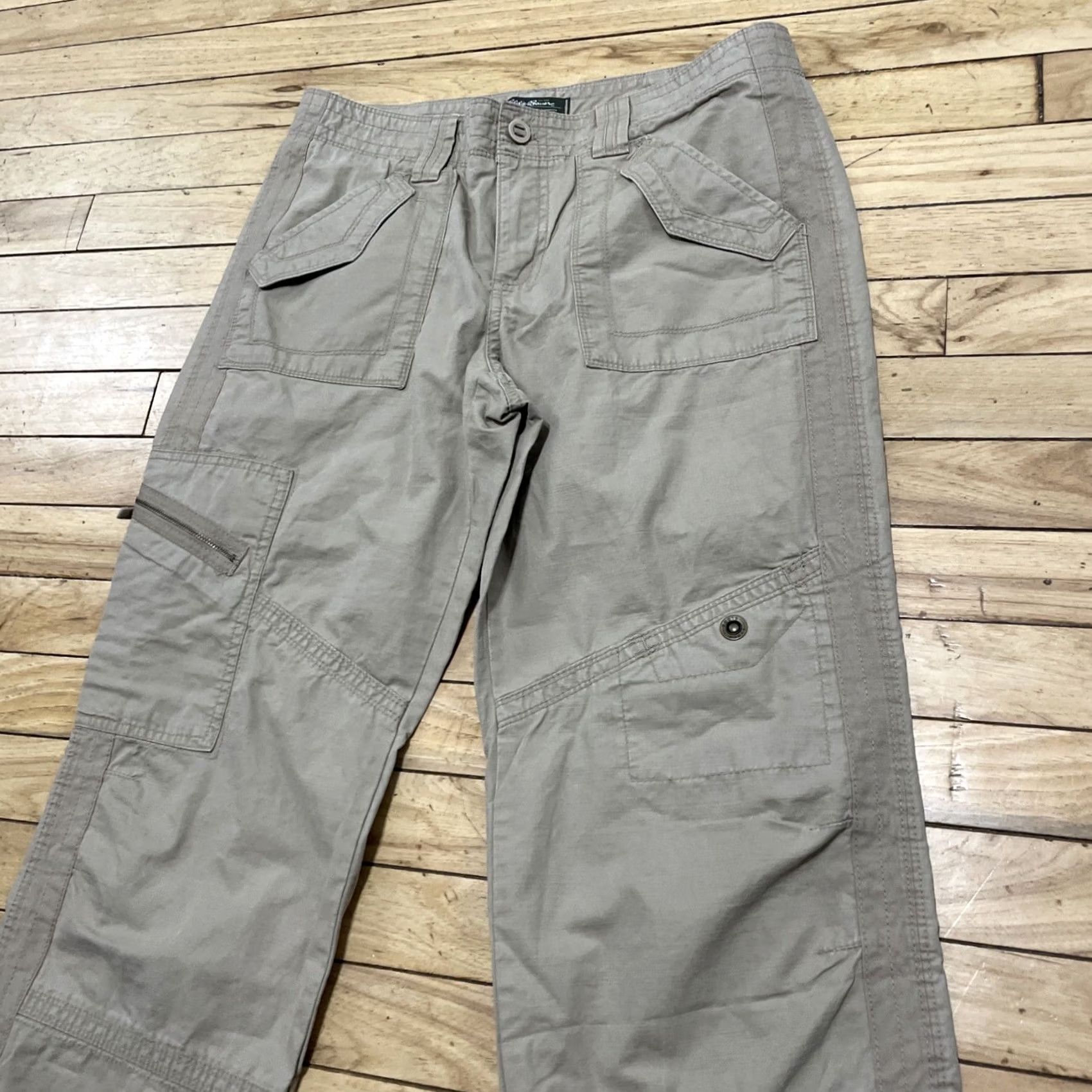 Eddie Bauer VINTAGE Eddie Bauer Cargo Pants Women 8 Straight Khaki Sub Herringbone Flax 3349 NEW Size 30" / US 8 / IT 44 - 4 Thumbnail