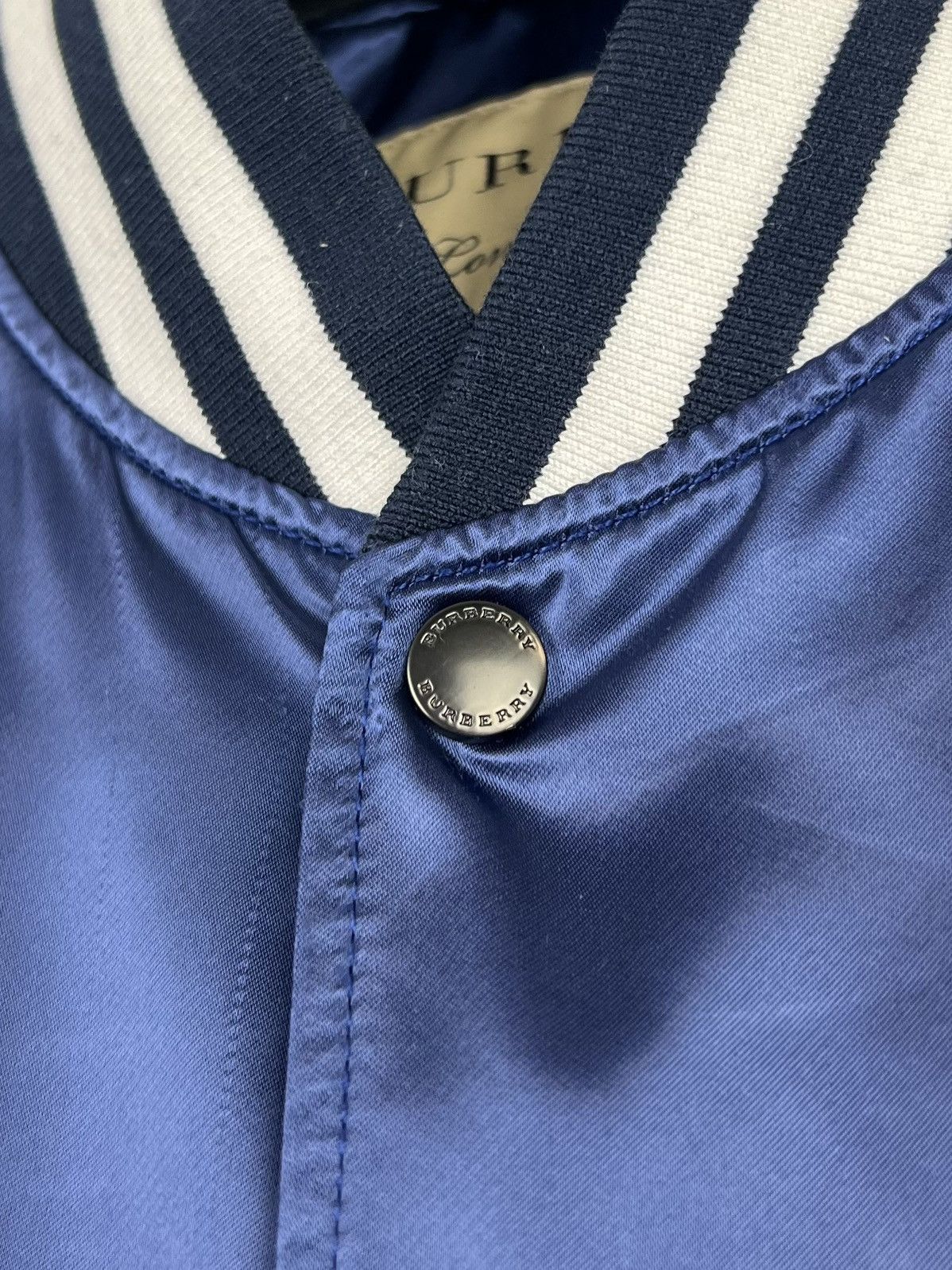 Burberry BURBERRY Bomber Jacket Lidington Nylon Satin Navy Men's Size US XL / EU 56 / 4 - 7 Thumbnail