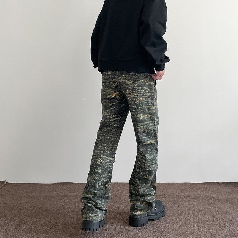 Japanese Brand Army Green Camo Graphic Stack Pants Size US 30 / EU 46 - 4 Thumbnail