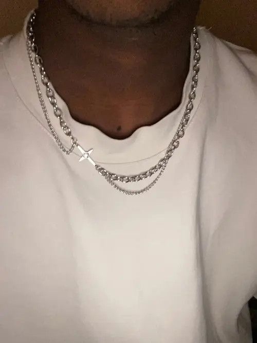 VIBE Punk Double Layer Cross Chain Necklace Size ONE SIZE - 4 Thumbnail