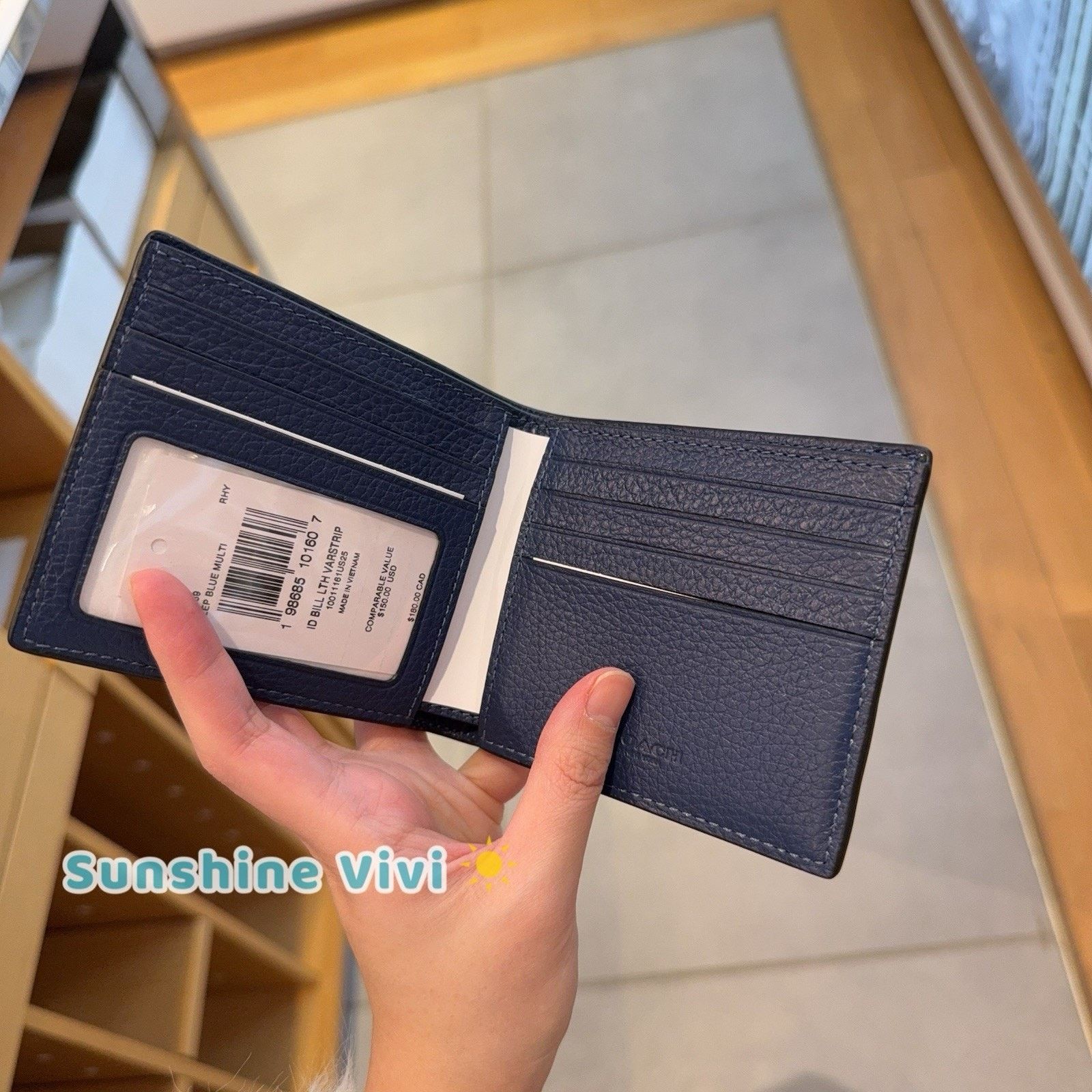 Coach NWT Coach Id Billfold Wallet Varsity Stripe Deep Blue CDC89 Size ONE SIZE - 5 Thumbnail