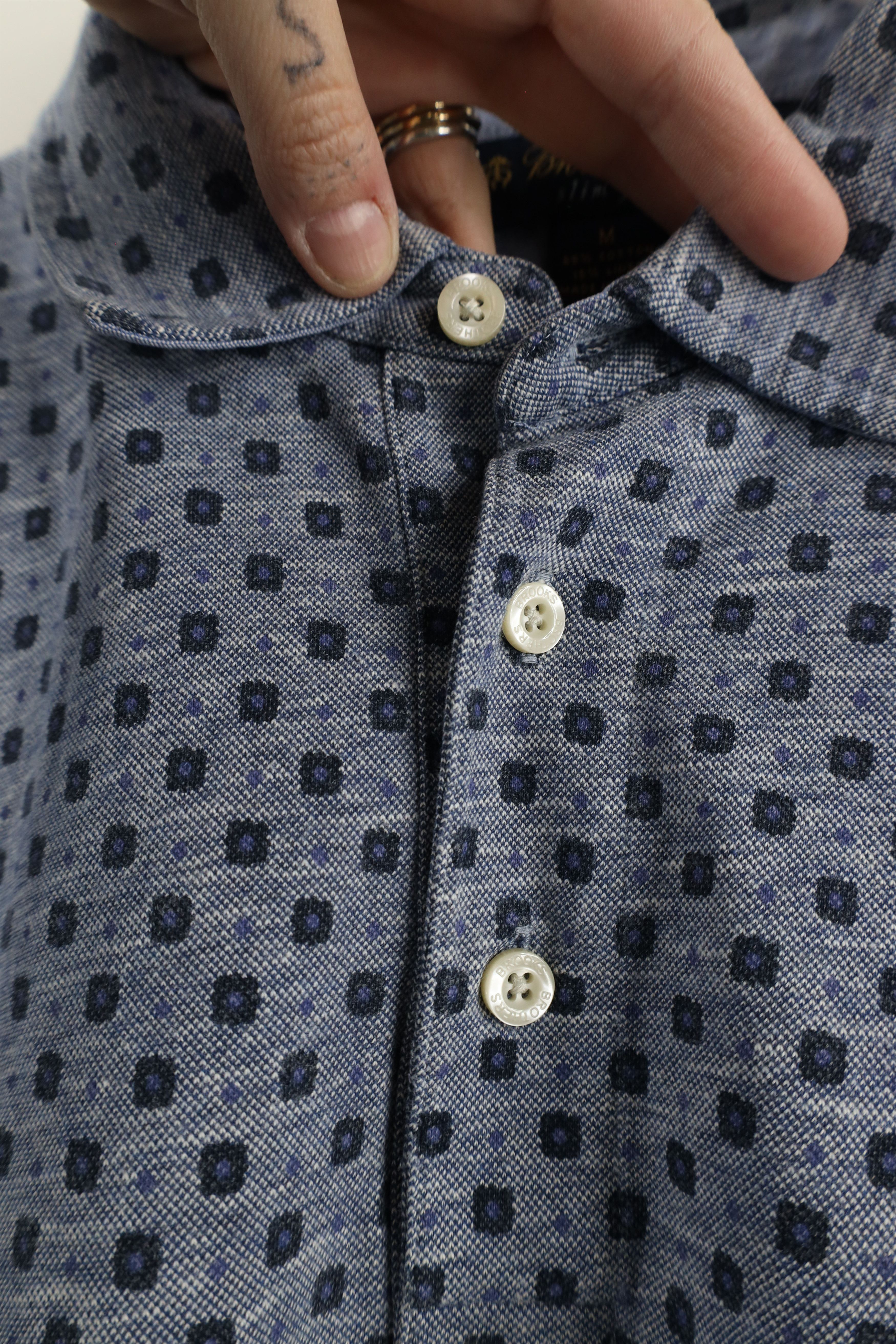 Brooks Brothers × Vintage Brooks Brothers Linen Blend Geometric Collared Polo Shirt Size US M / EU 48-50 / 2 - 6 Thumbnail