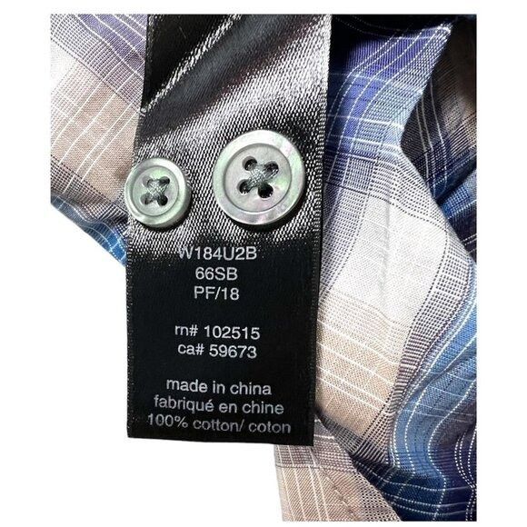 John Varvatos John Varvatos Mens Blue Plaid Collared Lightweight Button Up Size US XXL / EU 58 / 5 - 8 Thumbnail